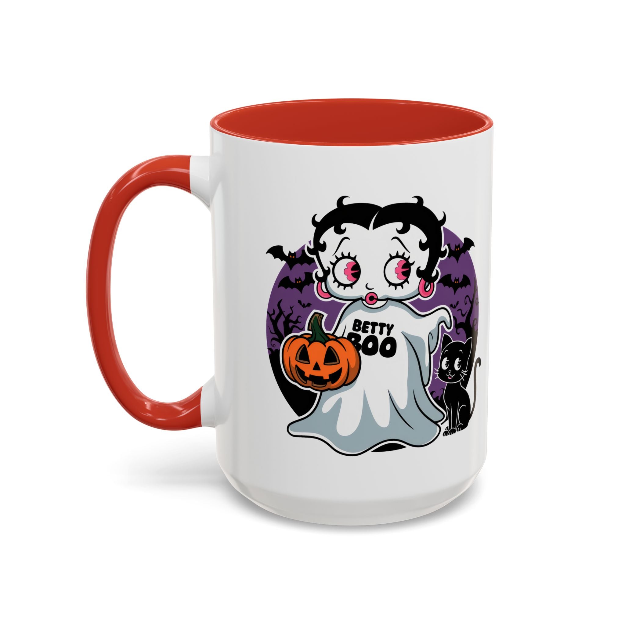 Betty Boo Halloween Ghost Mug — Cute Spooky Pumpkin & Black Cat Accent Coffee Cup