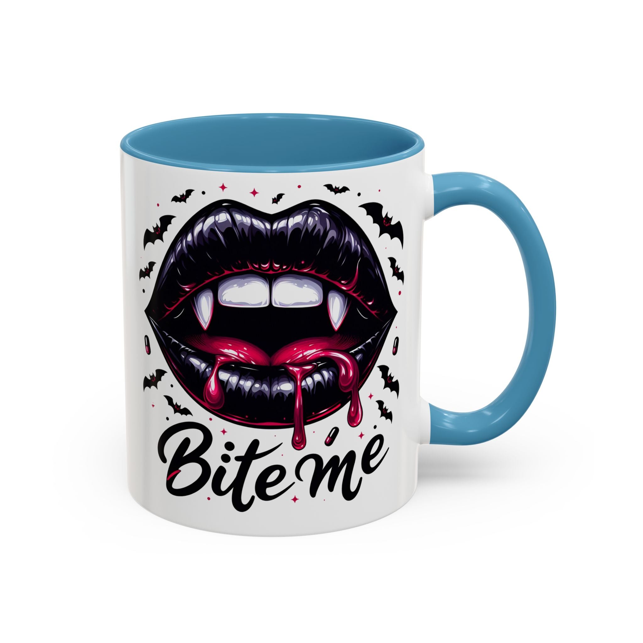 Vampire Themed Coffee Mug - "Bite Me"  halloween bats horror art cup