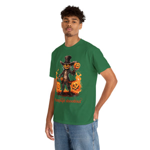 Halloween t shirt pumpkin western style shootout funny fall fun scary stocking stuffer for whole family  cotton tee