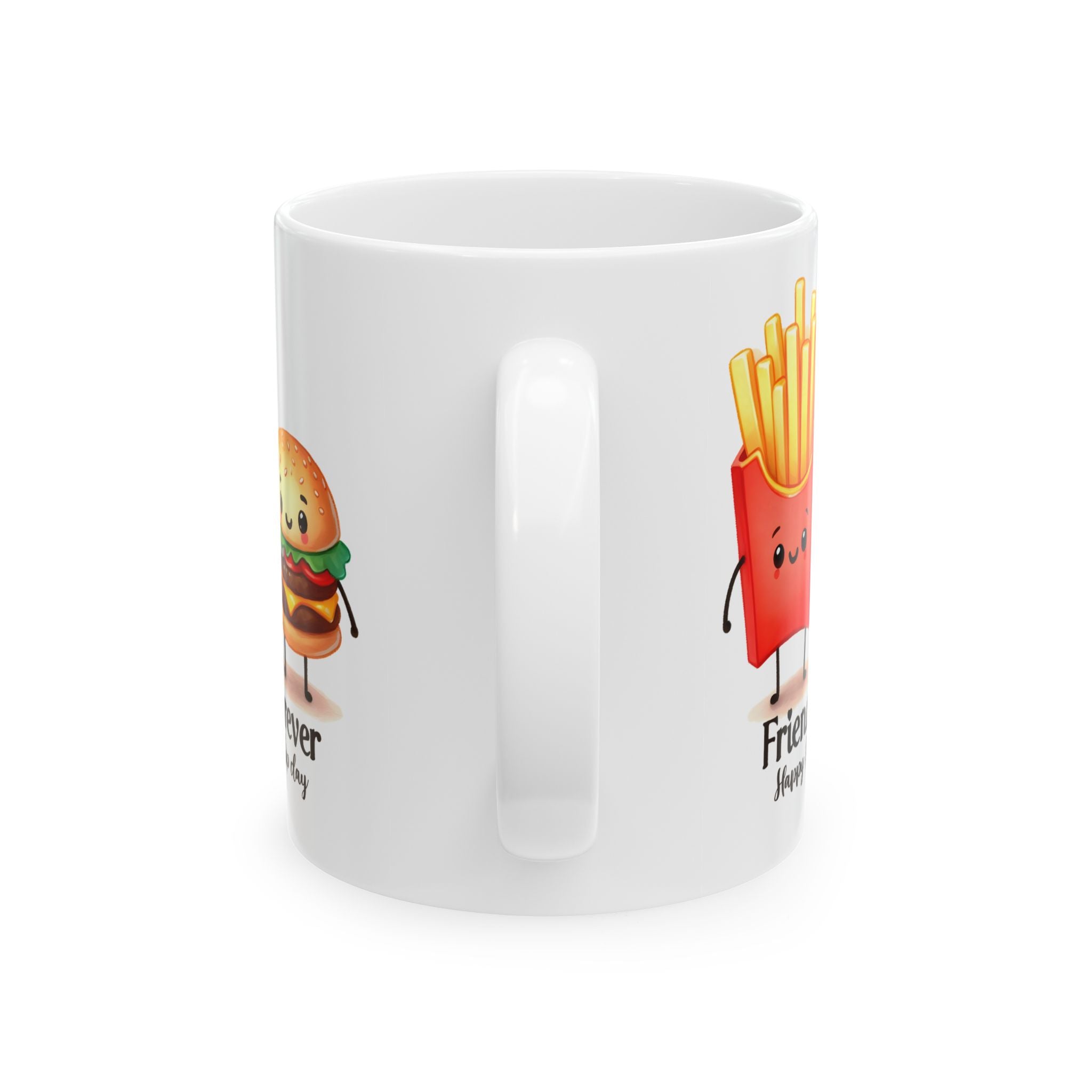 Cute Foodie friends coffee  Mug, Funny Gifts for Food Lovers, Hamburger and French Fries, Best Friend Gift, Coffee Cup for Any Occasion