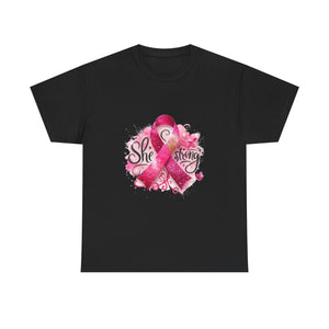 Breast Cancer Awareness Tee - She's Strong, Gift for Survivors, Supportive T-Shirt, Awareness Month, Inspirational Apparel