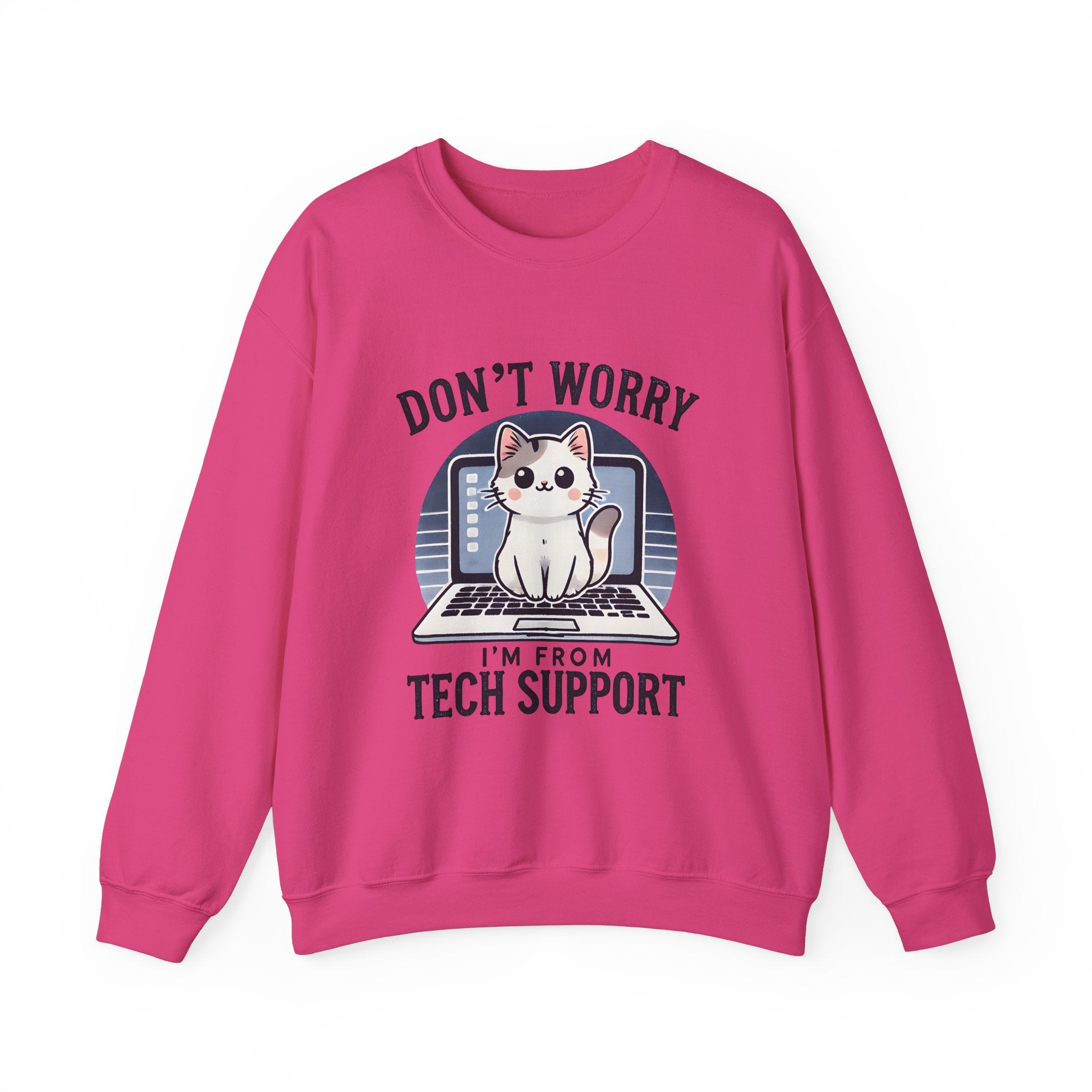 Tech Support Cat Crewneck Sweatshirt – Fun Gift for IT Lovers