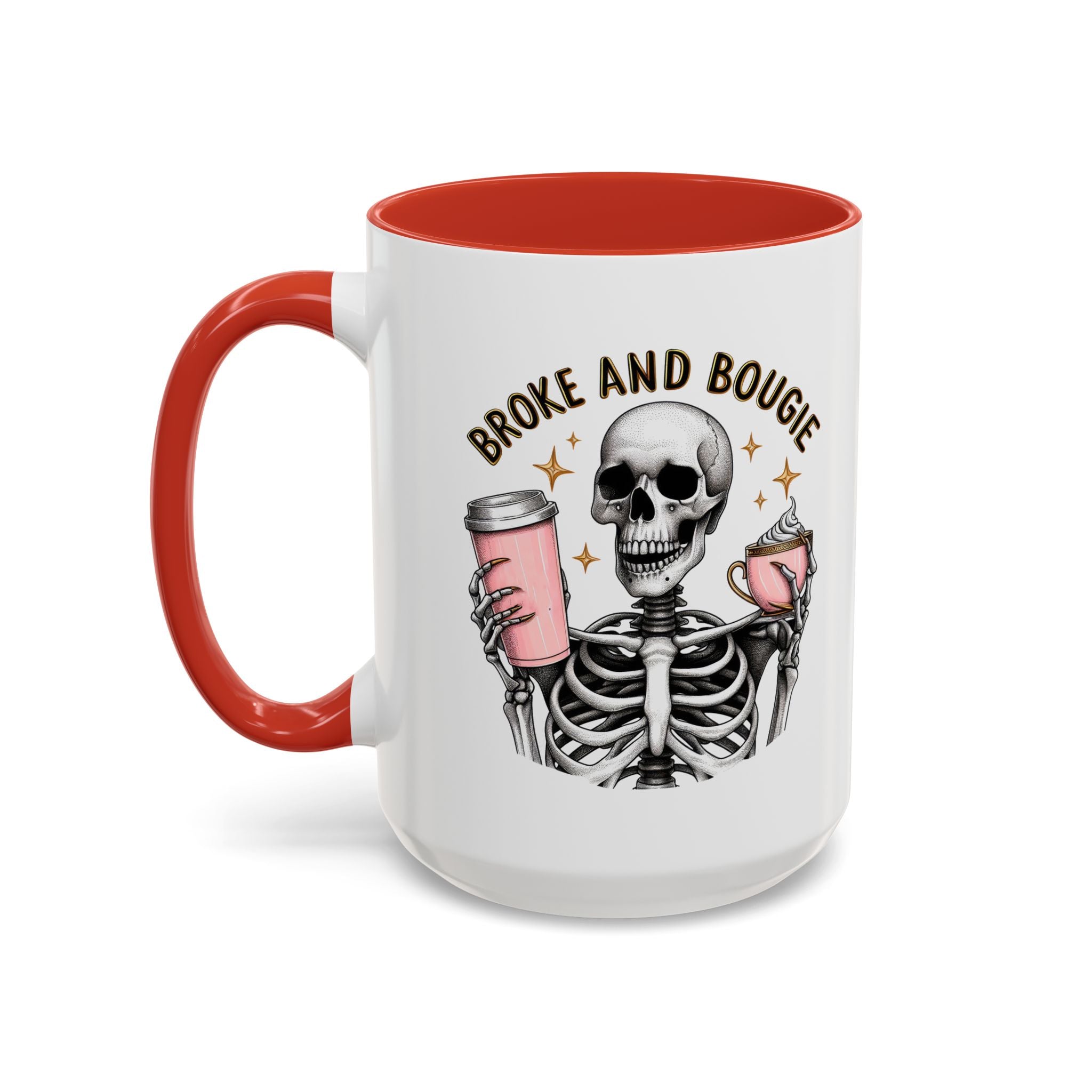 Broke and Bougie Coffee Mug, Skeleton Mug, Halloween Mug, Unique Gift for Coffee Lovers, Spooky Decor