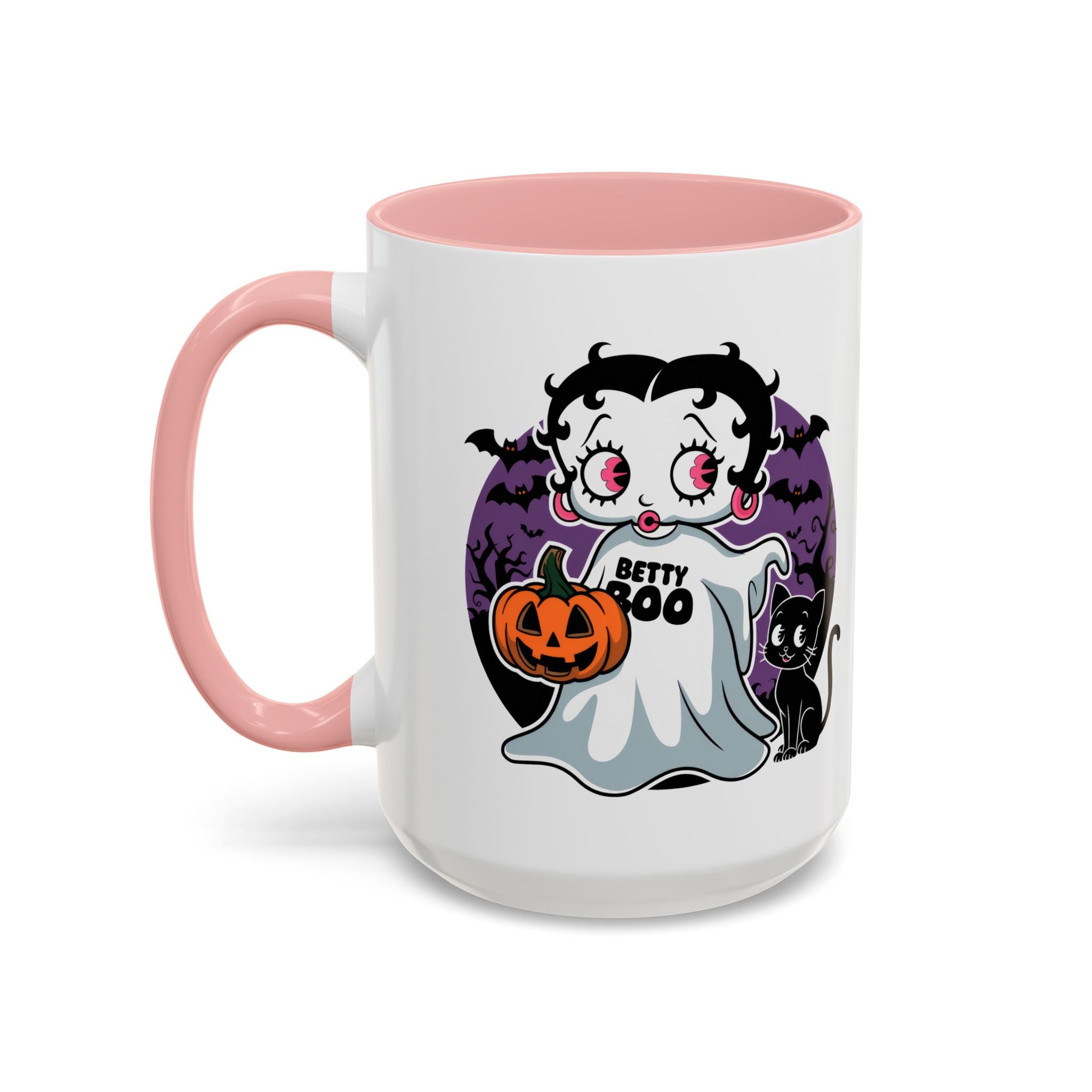 Betty Boo Halloween Ghost Mug — Cute Spooky Pumpkin & Black Cat Accent Coffee Cup