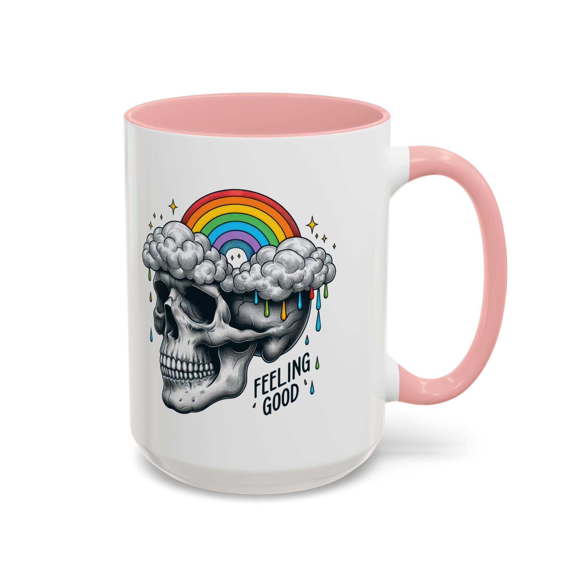 Skull Rainbow Coffee Mug, Unique Gift for Coffee Lovers, Halloween Decor, Daily Motivation Mug, Fun Skull Design