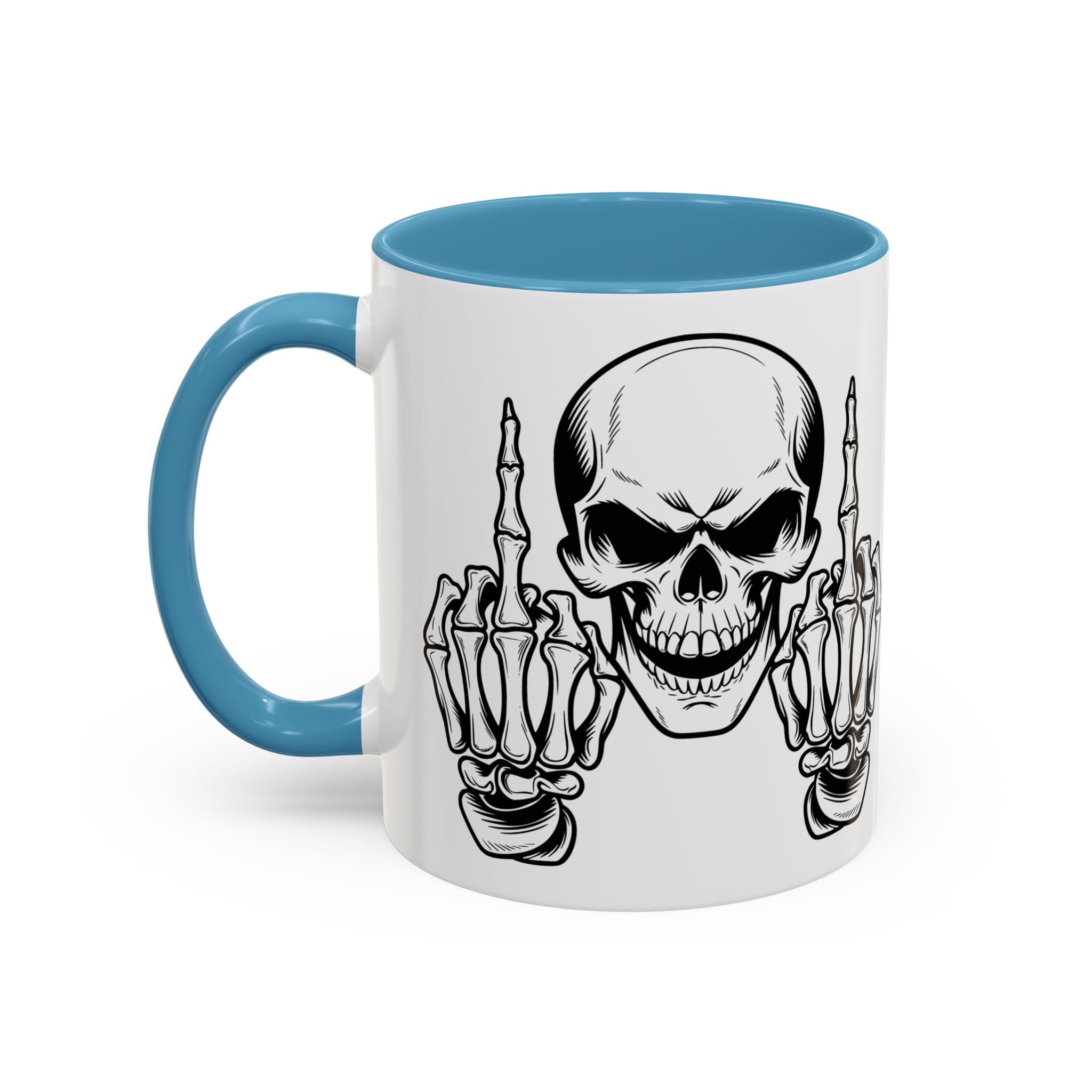 Skull Middle Finger Coffee Mug — Edgy Gothic Accent Mug (11/15oz)