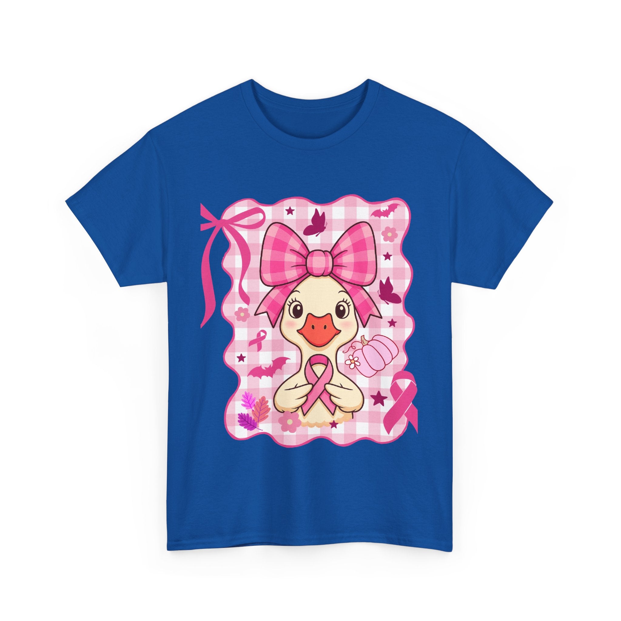 Cute Pink Ribbon Duck Tee, Breast Cancer Awareness Shirt, Funny Unisex Cotton T-Shirt, Gift for Her, Cute Animal Apparel