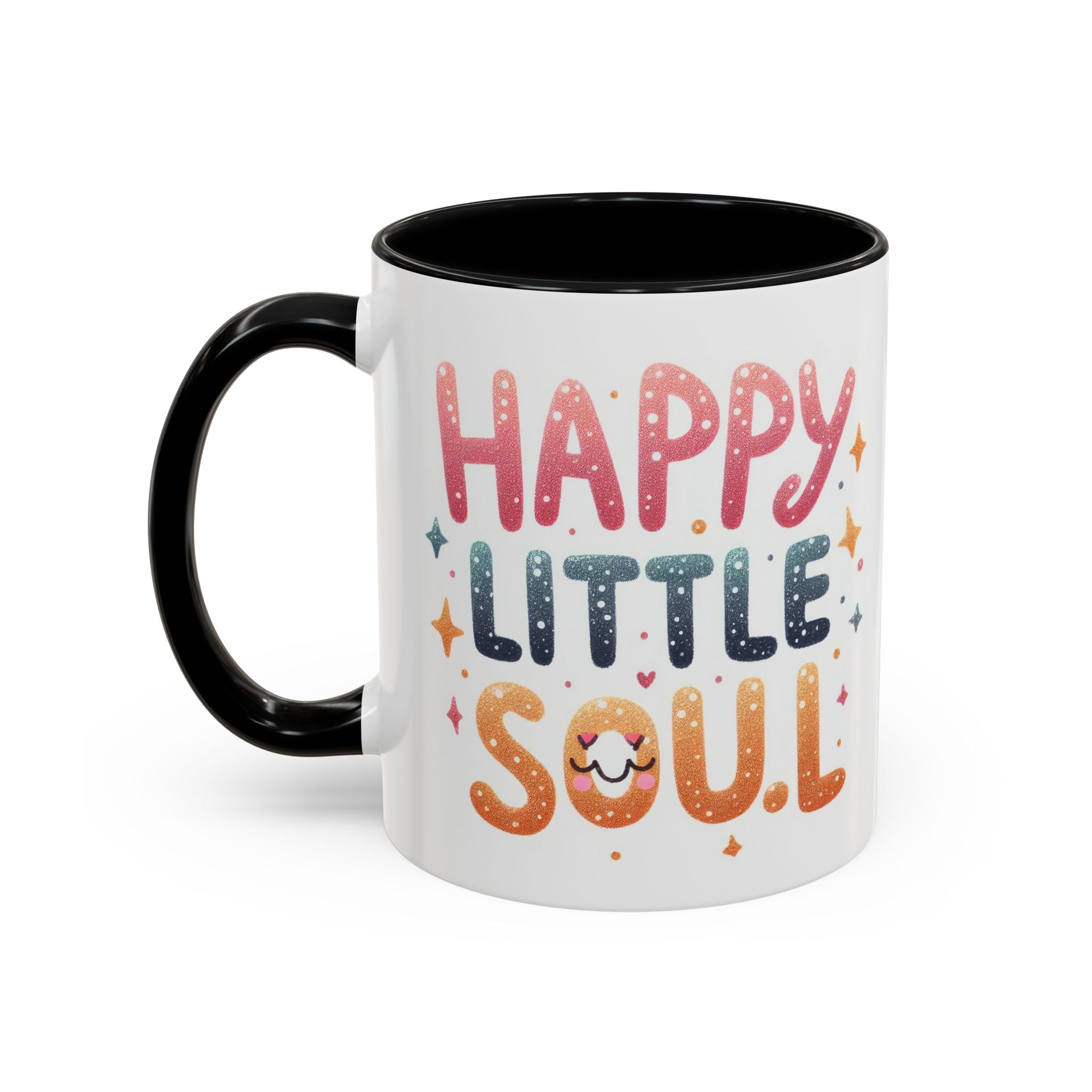 Happy Little Soul Accent Coffee Mug – Cute Positive Morning Quote (11/15 oz)