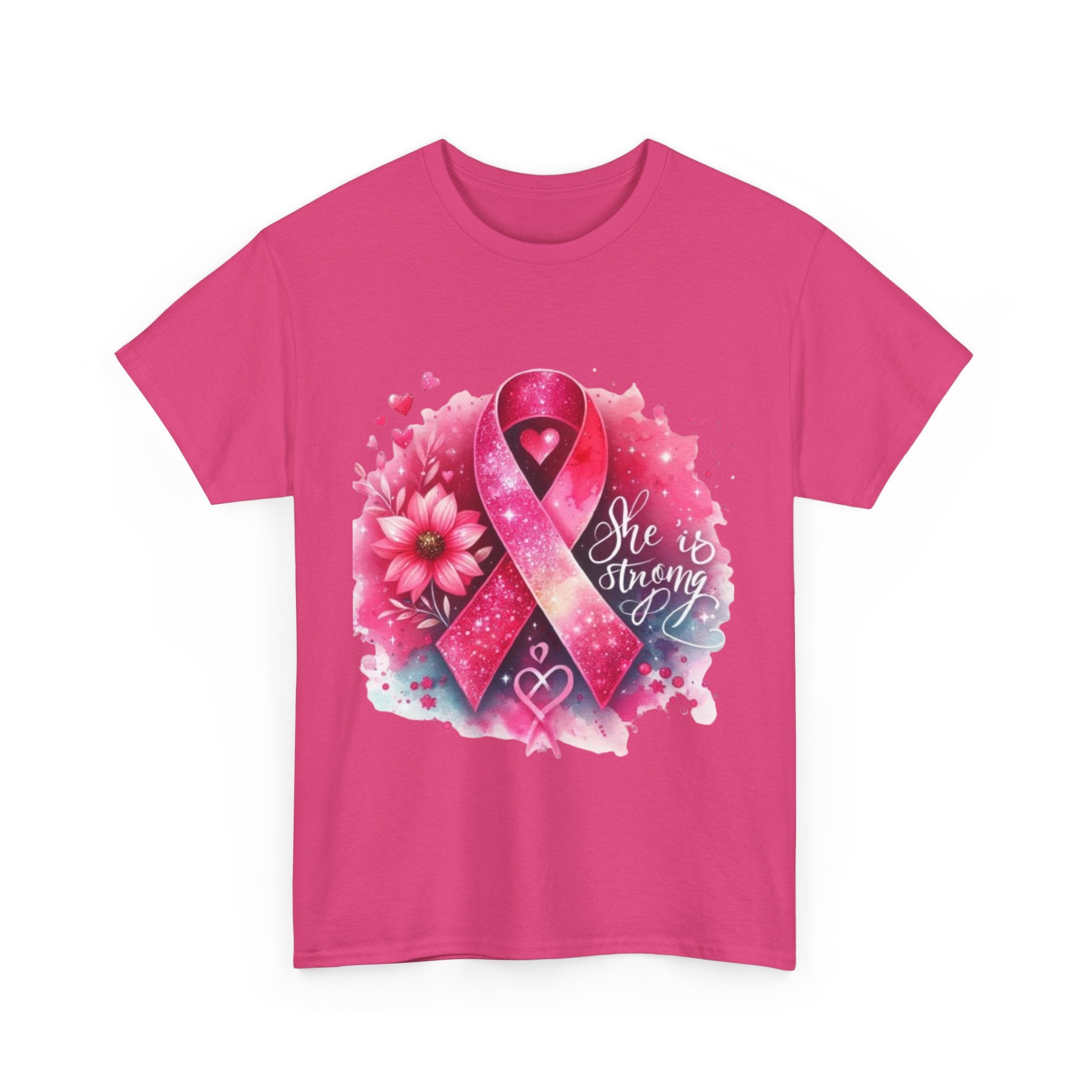 Breast Cancer Awareness Tee - She is Strong, Support Shirt, Gift for Fighters, Awareness Month Apparel, Inspirational T-Shirt