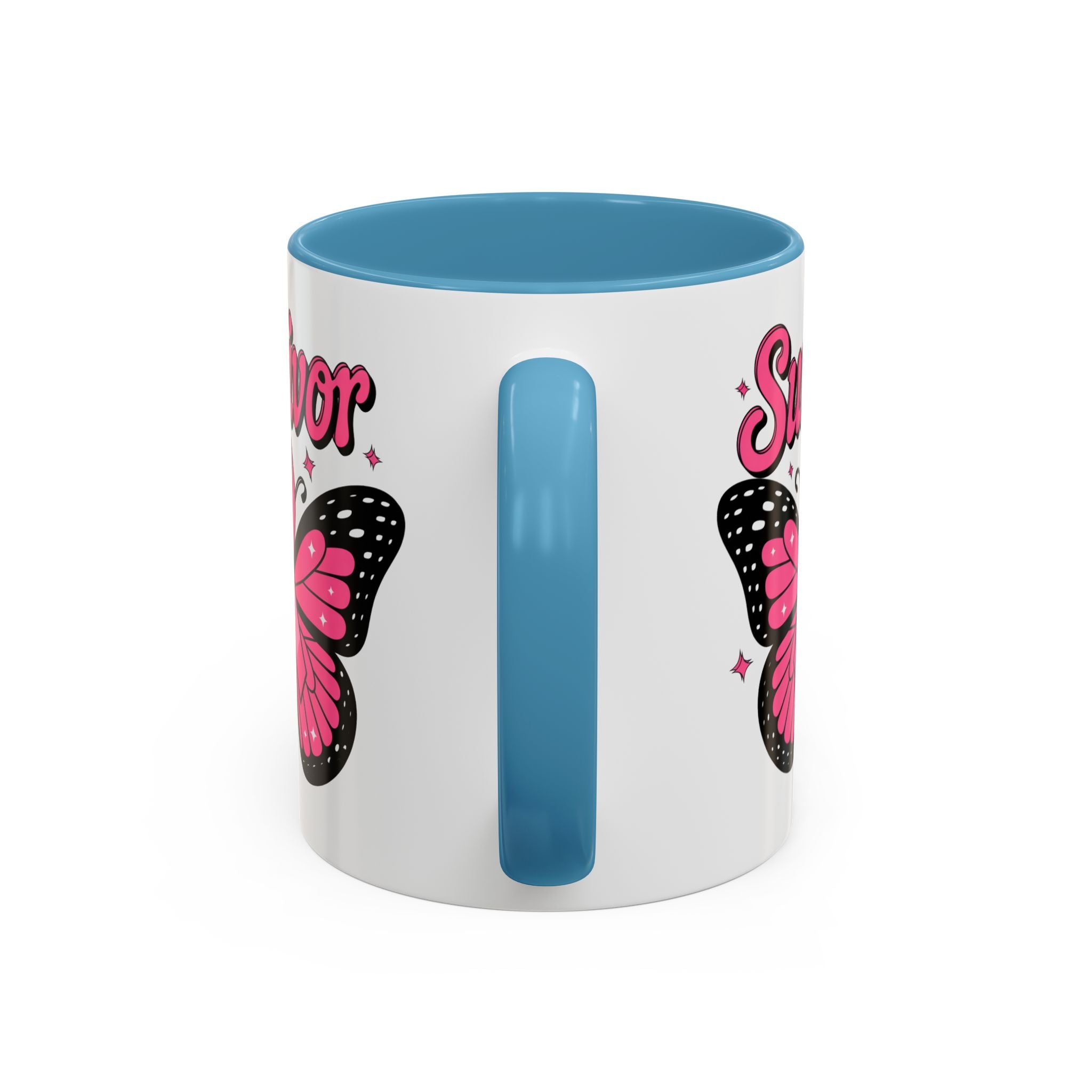 Survivor Butterfly Coffee Mug, Inspirational Gift, Pink Ribbon Mug, Breast Cancer Awareness, Empowerment Cup, Motivational Drinkware