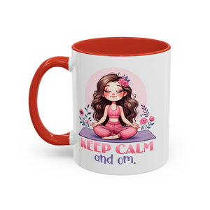 Relaxing Yoga Coffee Mug, Keep Calm and Om Mug, Inspirational Gift, Meditation Mug, Self-Care Coffee Cup, Yoga Lover's Gift