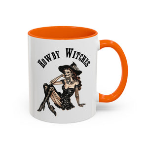 Howdy Witches Coffee Mug - Spooky Halloween Mug, Gift for Witches, Witchy Decor, Gothic Coffee Cup, Skeleton Design