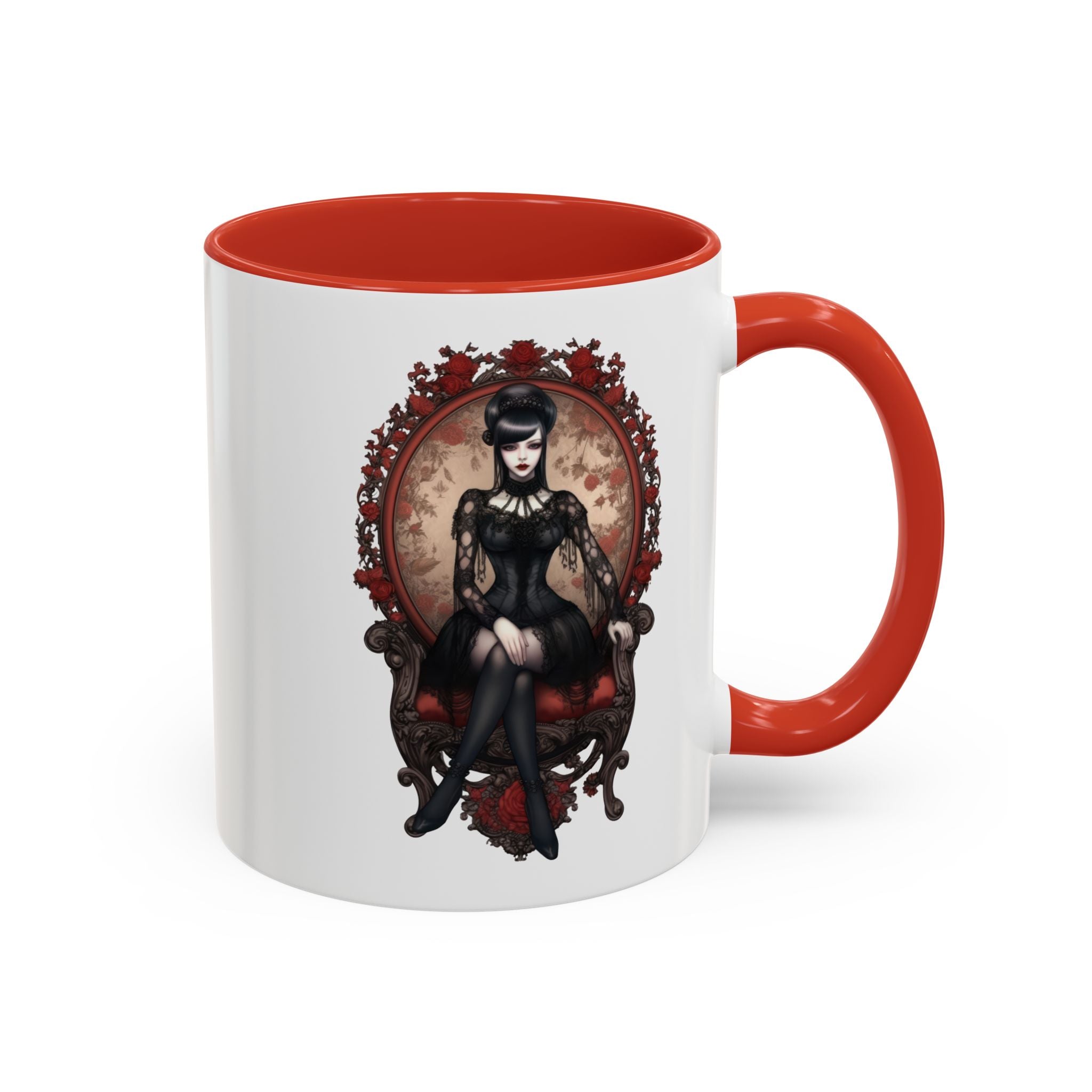 Gothic Elegance Coffee Mug - Unique Black Accent Mug for Witchy Vibes, Perfect Gift for Halloween, Goth Decor, Coffee Lovers, & Spooky