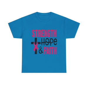 Unisex Cotton Tee - Strength, Hope & Faith, Inspirational Shirt, Breast Cancer Awareness Tee, Faith-Based Apparel, Motivational Gift