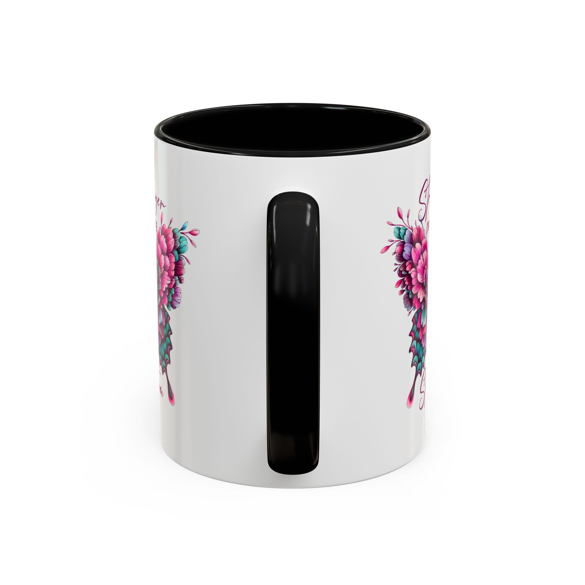 Stronger Than The Storm Accent Coffee Mug - Inspirational Butterfly Design