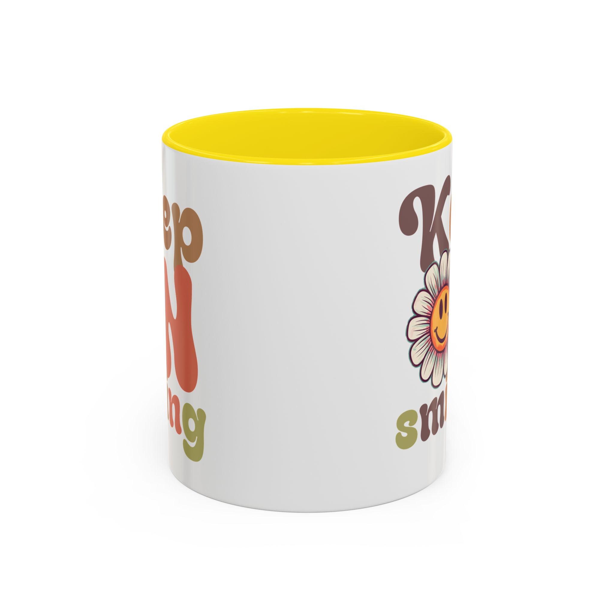 Keep Smiling Floral Coffee Mug - Cheerful 11 & 15oz Accent Mug for Daily Motivation