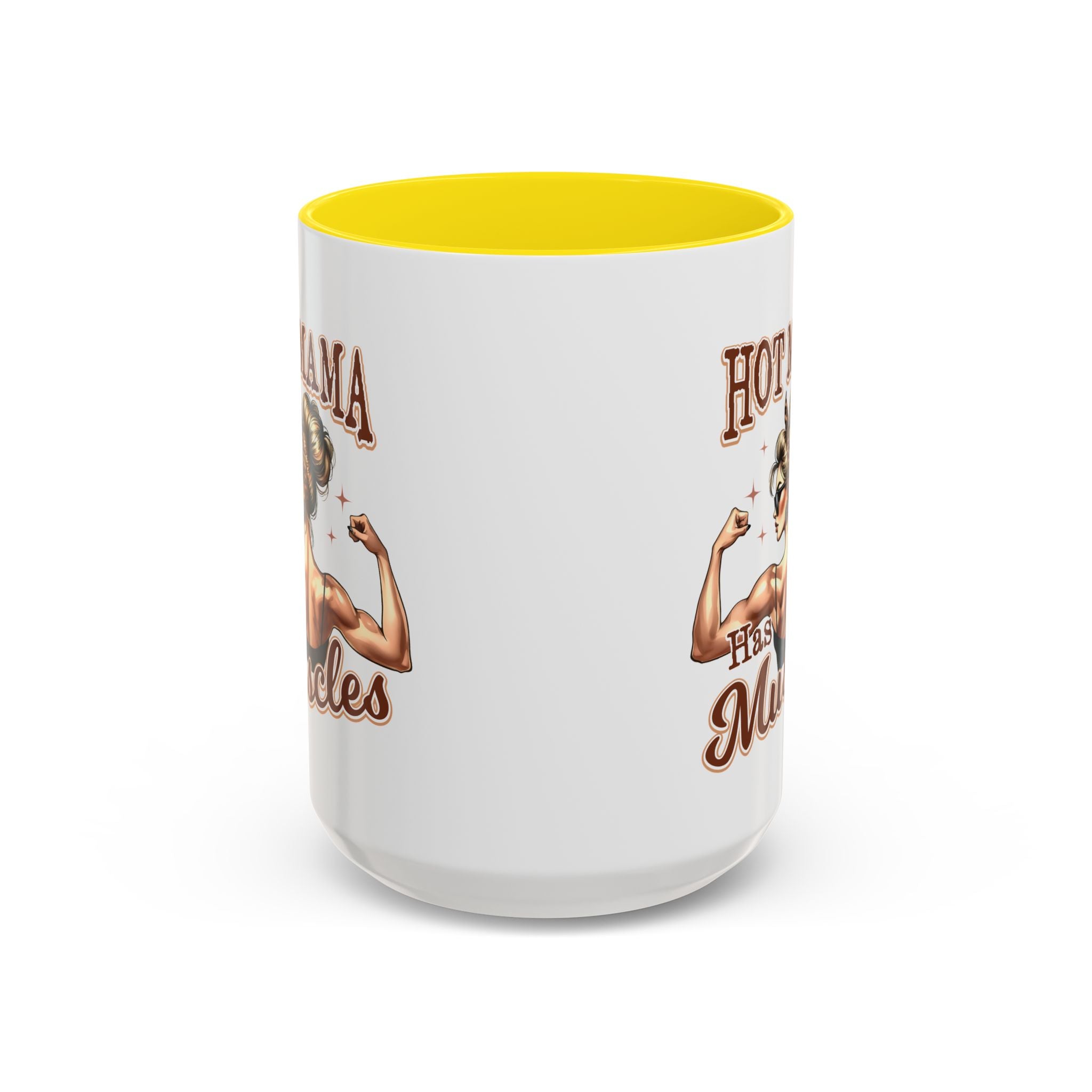 Hot Mama Has Muscles Coffee Mug - Fun & Motivational 11/15oz Accent Mug for Fitness Lovers
