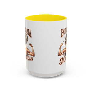 Hot Mama Has Muscles Coffee Mug - Fun & Motivational 11/15oz Accent Mug for Fitness Lovers