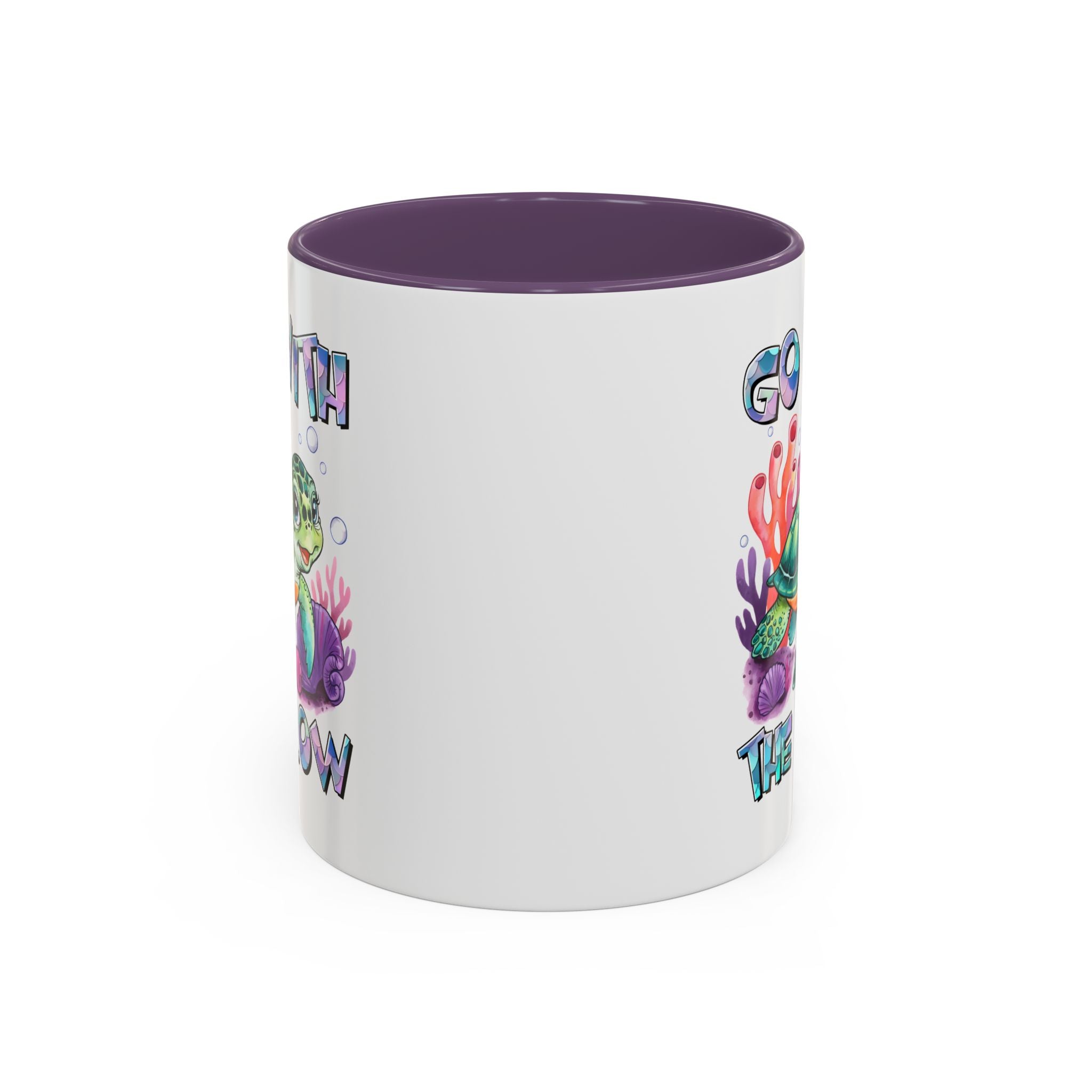 Ocean-Inspired Accent Coffee Mug - 'Go With The Flow' Design turtle
