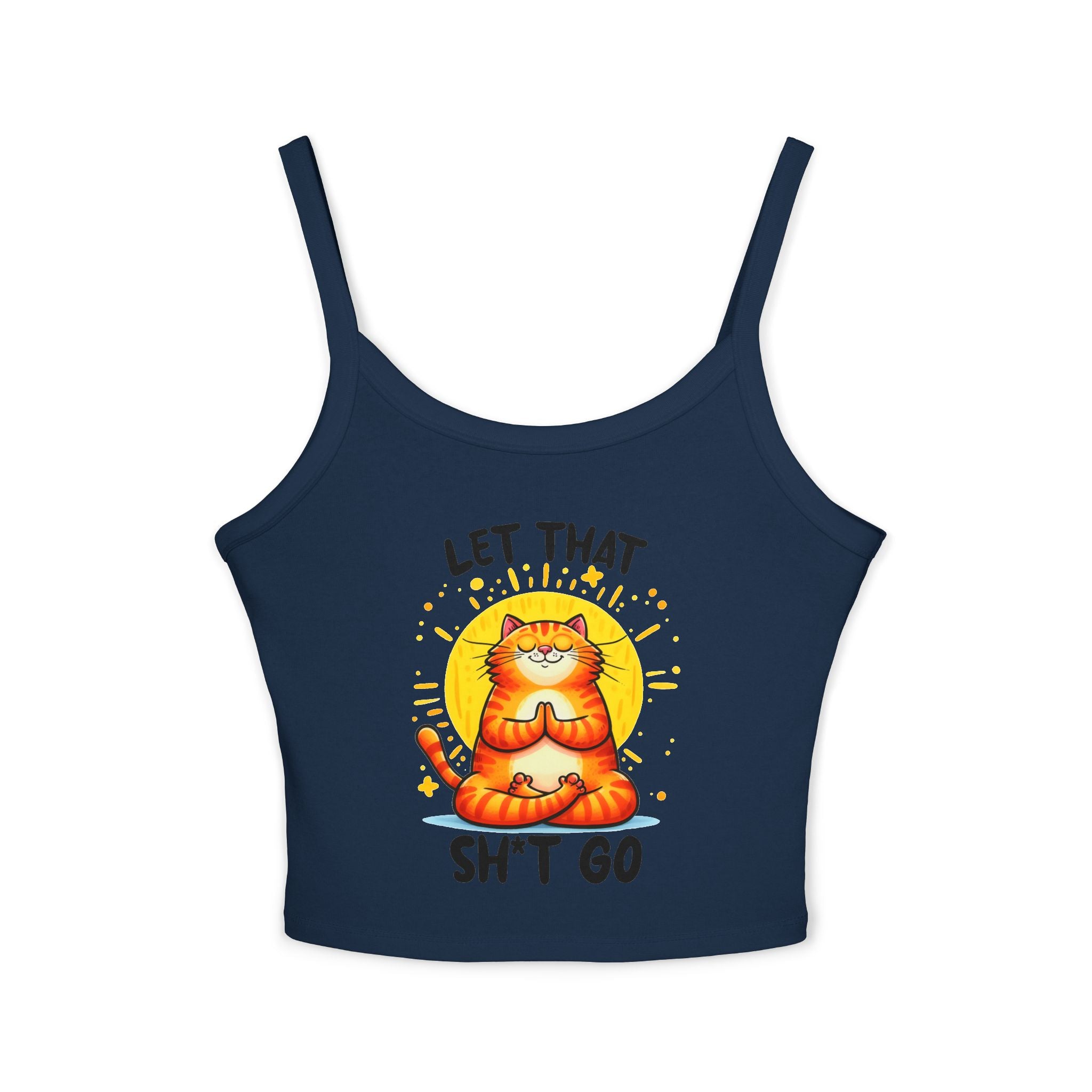 Funny Cat Women's Spaghetti Strap Tank Top - "Let That Sh*t Go" Design