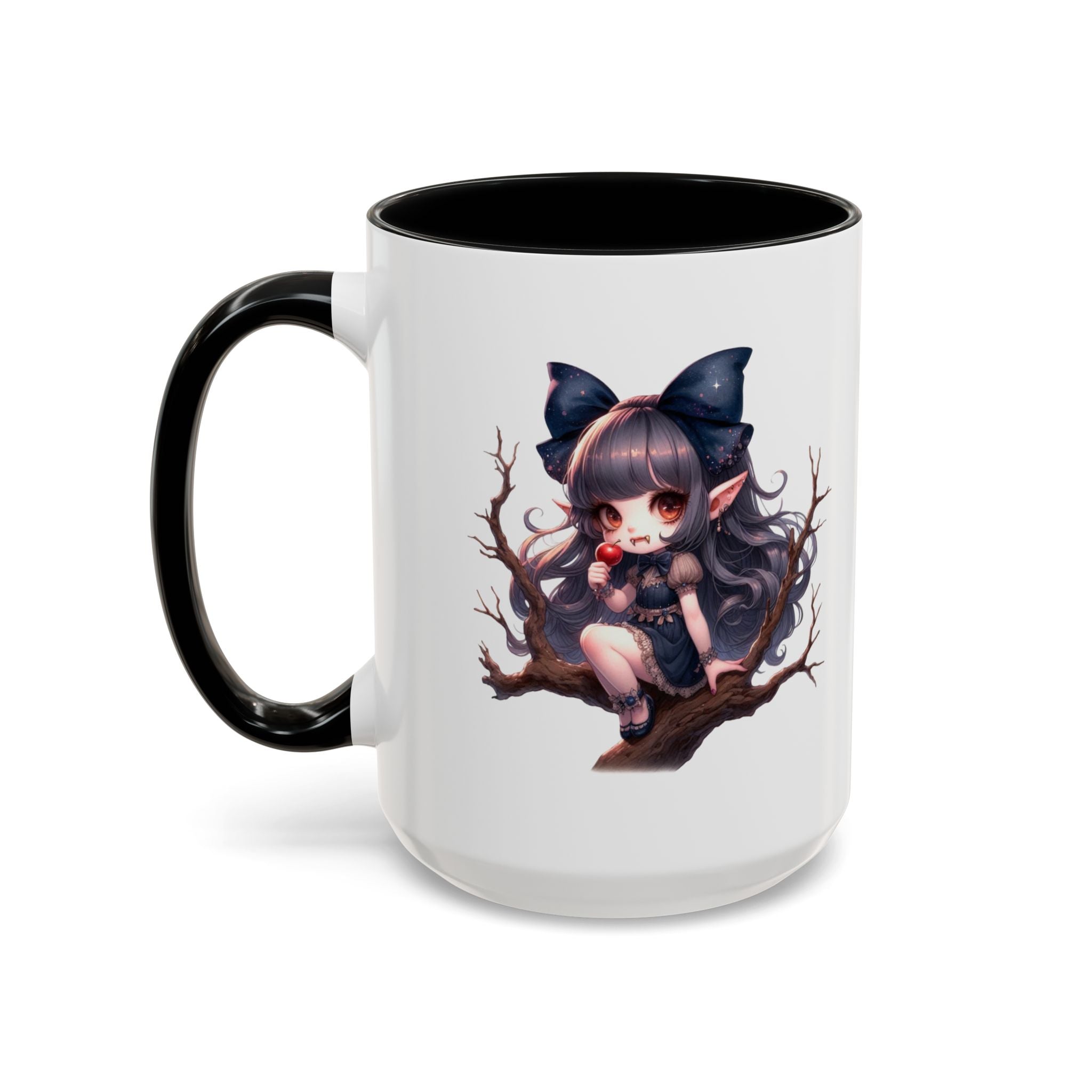 gothic vampire girl in tree horror art Accent Coffee Mug (11, 15oz) png16