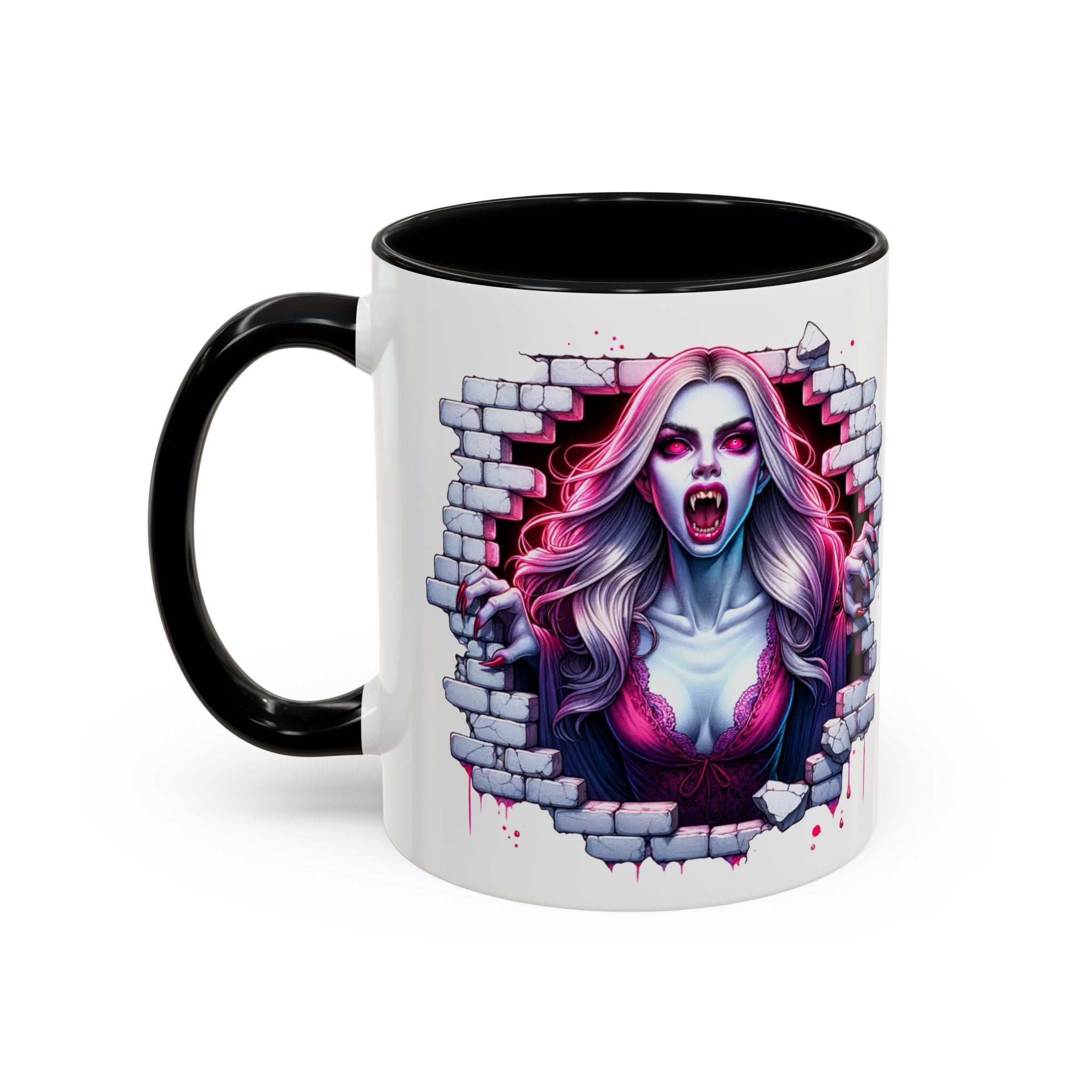 Vampire Wall Art Coffee Mug - Gothic,  Perfect Gift for Halloween, Unique Art Mug, Monster Mug, Fantasy Drinkware