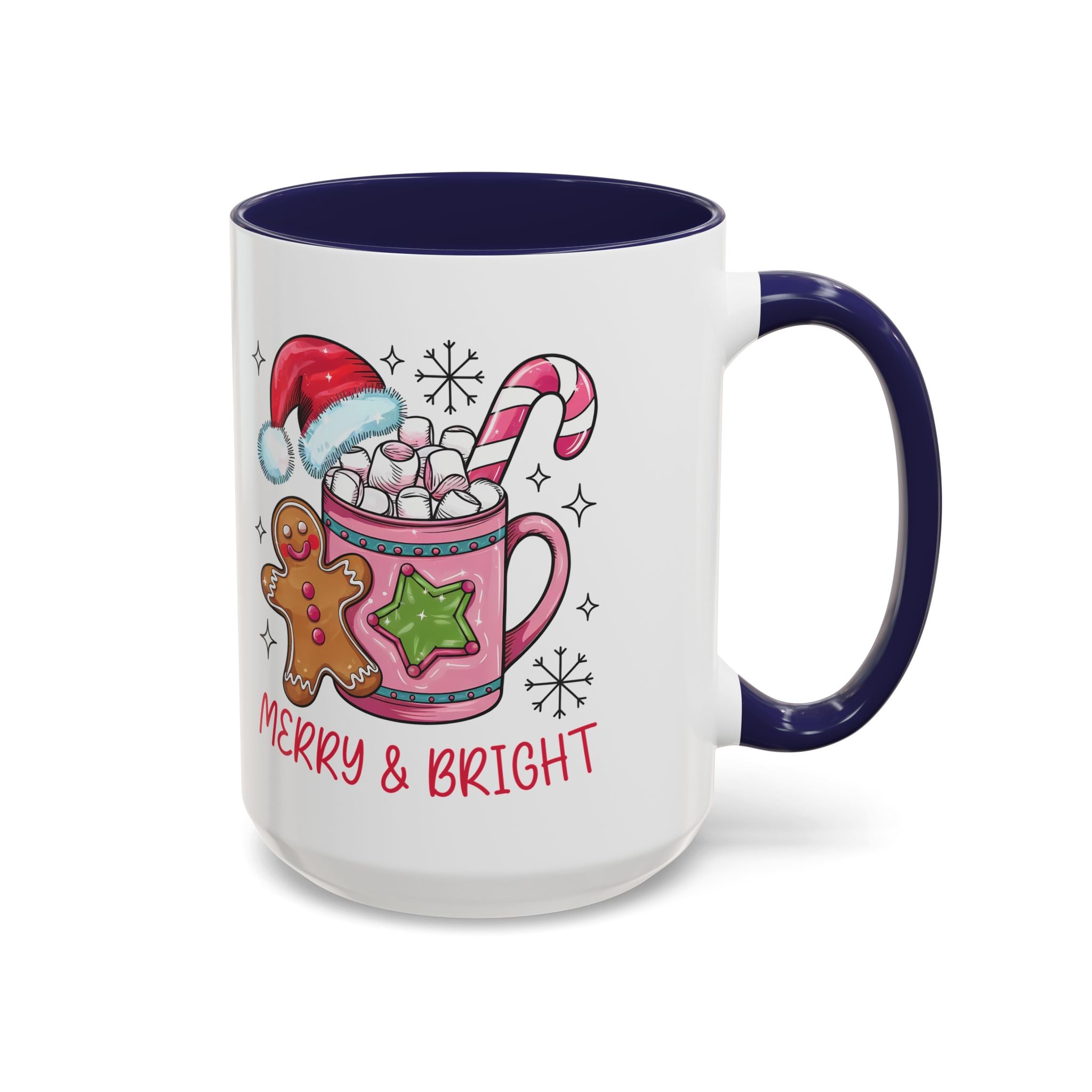 Festive Gingerbread Coffee Mug, Christmas Gift, Holiday Coffee Cup, Merry & Bright Mug, Winter Mug, Hot Chocolate Holder