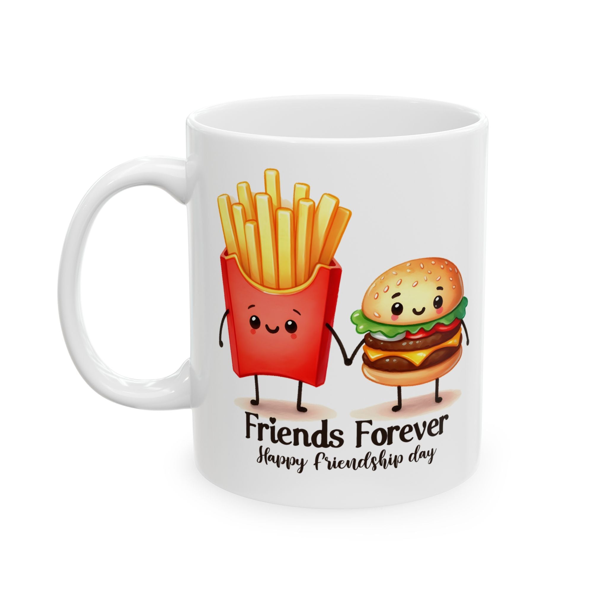 Cute Foodie friends coffee  Mug, Funny Gifts for Food Lovers, Hamburger and French Fries, Best Friend Gift, Coffee Cup for Any Occasion