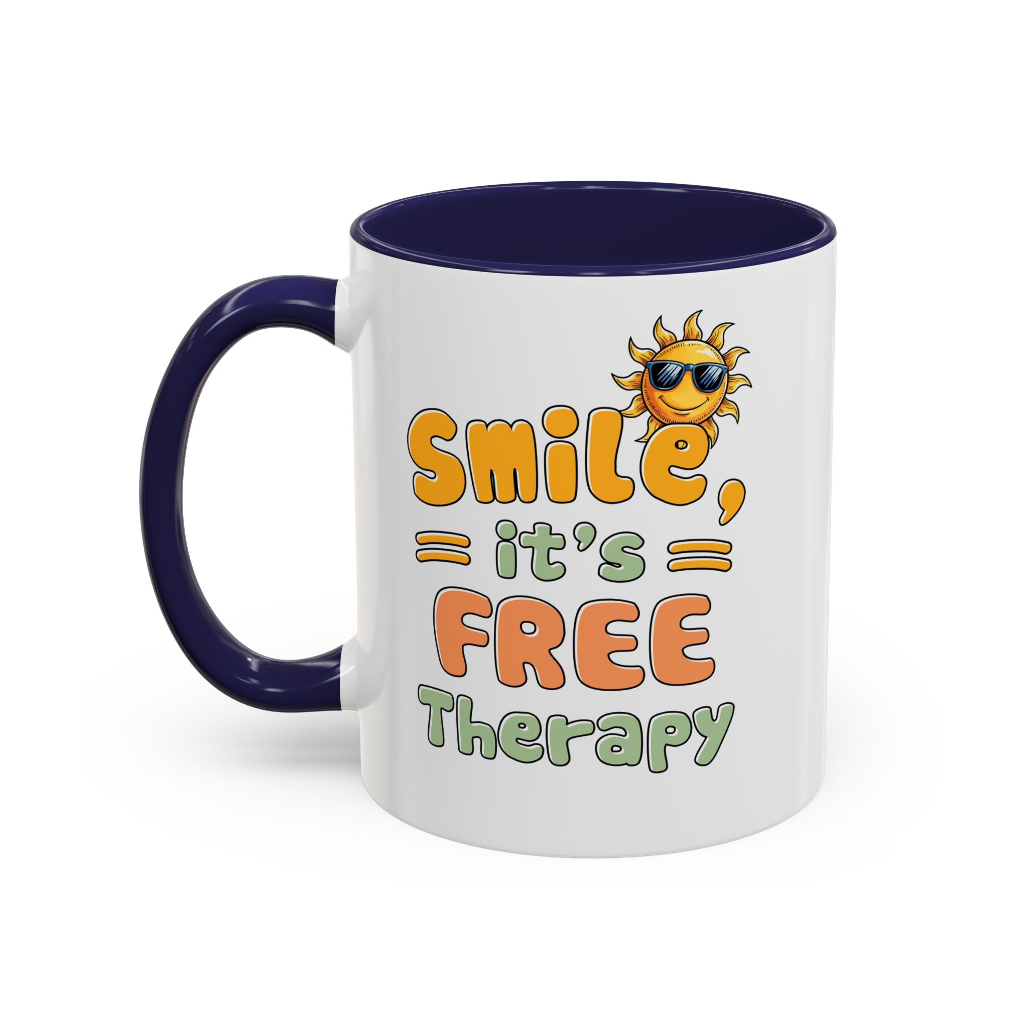 Smile It's Free Therapy Coffee Mug - Fun & Cheerful Accent Mugs for Brightening Your Day