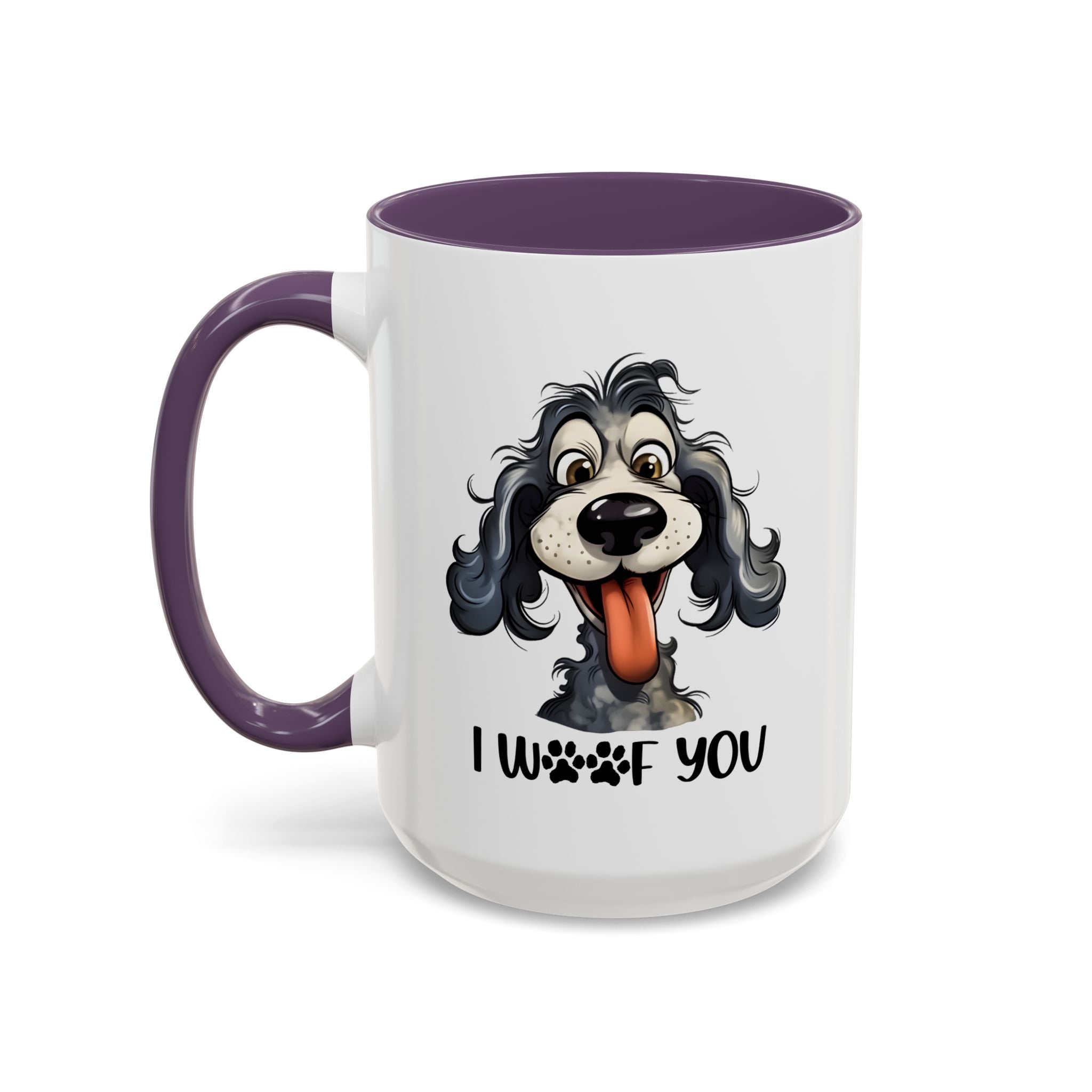 Dog Lover's Accent Coffee Mug - I Woof You, Pet Gift, Animal Lover Cup, Dog Mom Mug, Cute Dog Design, Fun Coffee Cup