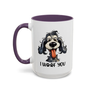 Dog Lover's Accent Coffee Mug - I Woof You, Pet Gift, Animal Lover Cup, Dog Mom Mug, Cute Dog Design, Fun Coffee Cup