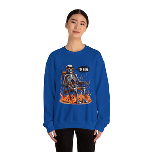 Chill Vibes Skeleton Sweatshirt, Unisex Crewneck, Perfect for Halloween, Casual Wear, Gift for Friends, Cozy Lounge Wear