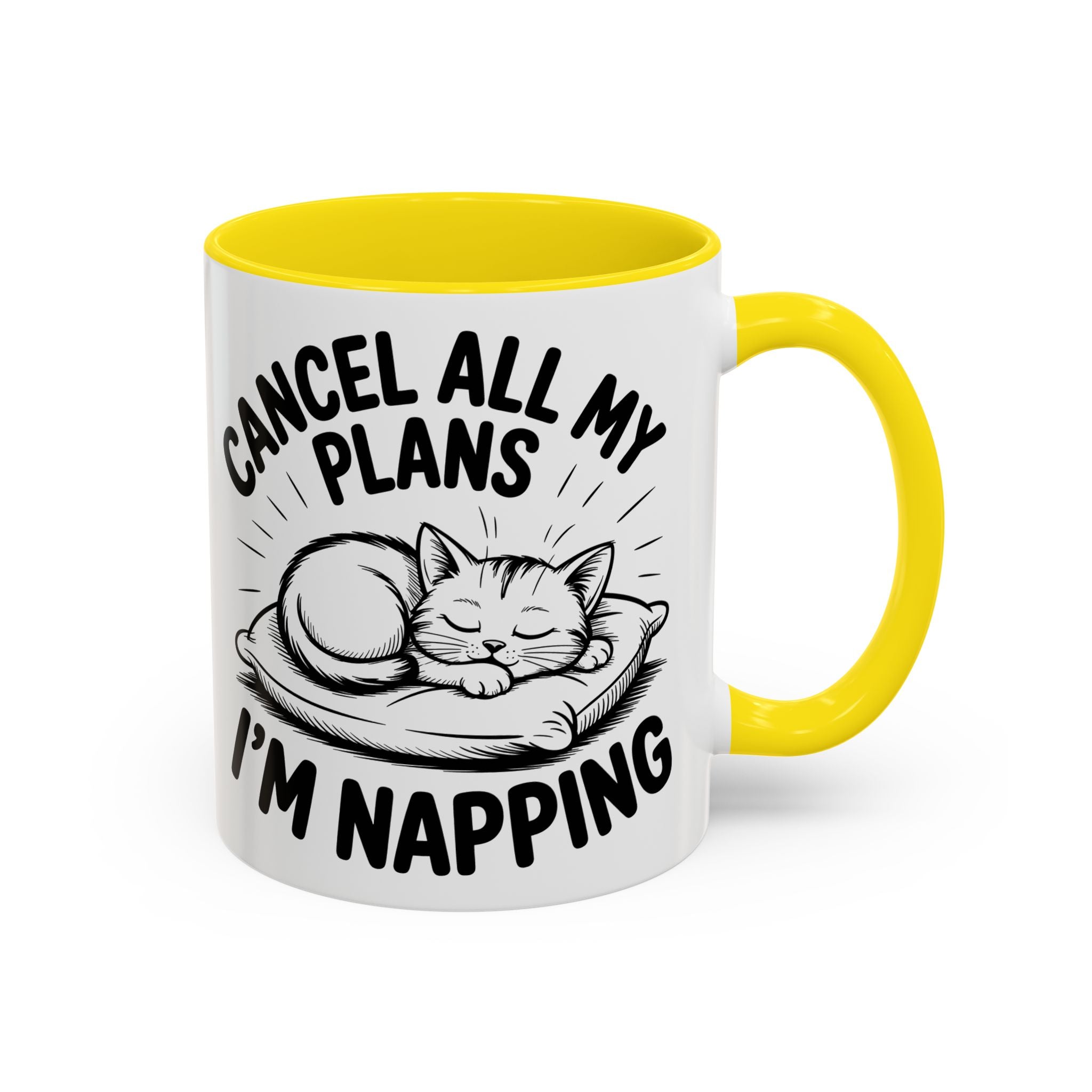 Accent Coffee Mug — "Cancel All My Plans I'm Napping" Cat Sleepy Coffee Mug
