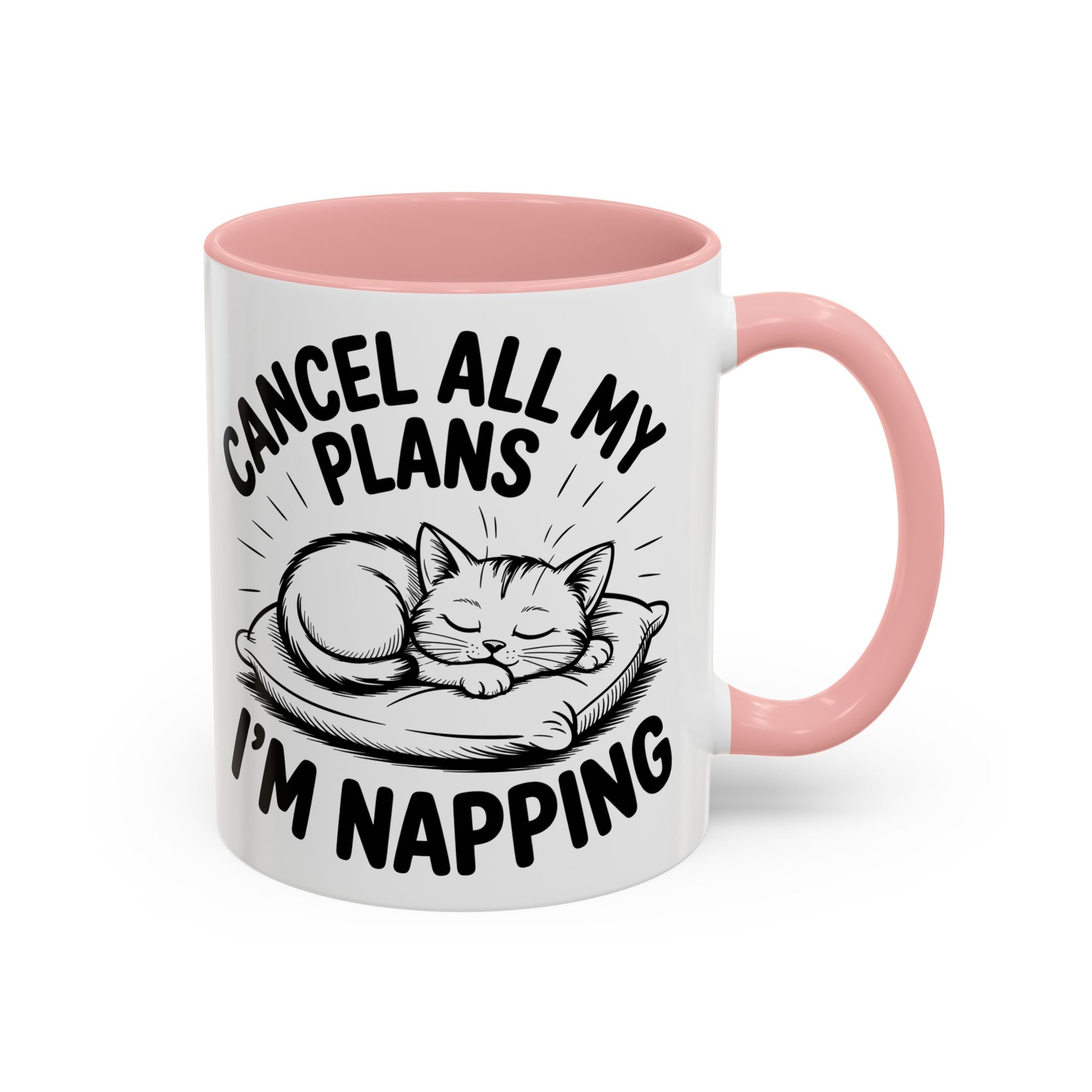 Accent Coffee Mug — "Cancel All My Plans I'm Napping" Cat Sleepy Coffee Mug