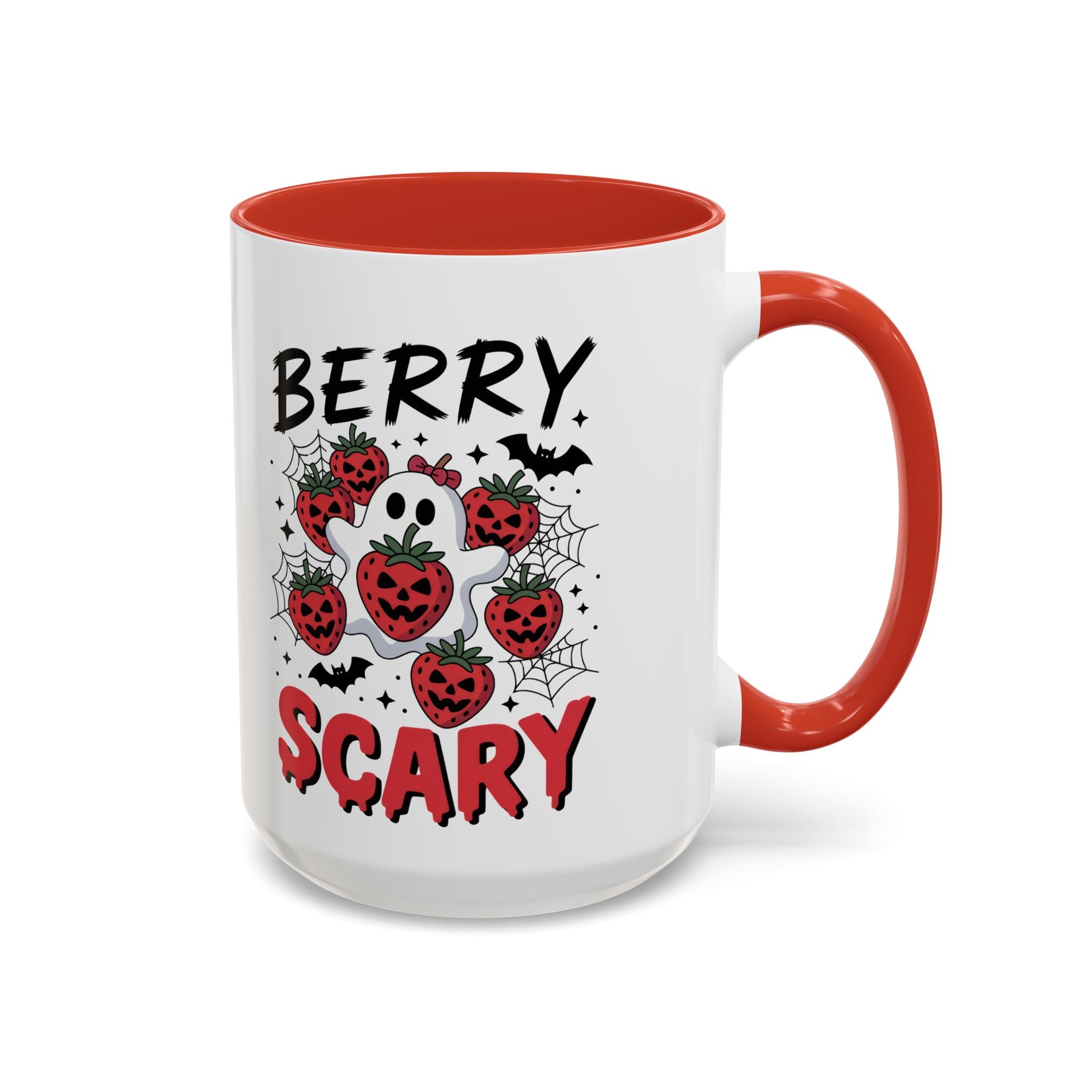 Berry Scary Coffee Mug — Halloween Ghost & Jack‑o'-Lantern Strawberries (11/15 oz)