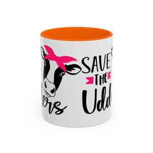 cancer awareness Cute Cow Mug - Save the Utters Coffee Cup, Gift for Animal Lovers,  Mug, Unique Birthday Gift