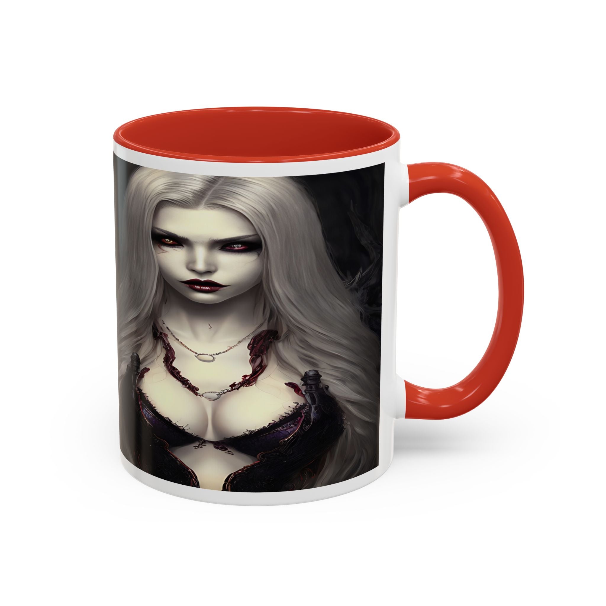 sexy busty woman vampire Gothic Fantasy Coffee Mug - 11oz & 15oz horror art