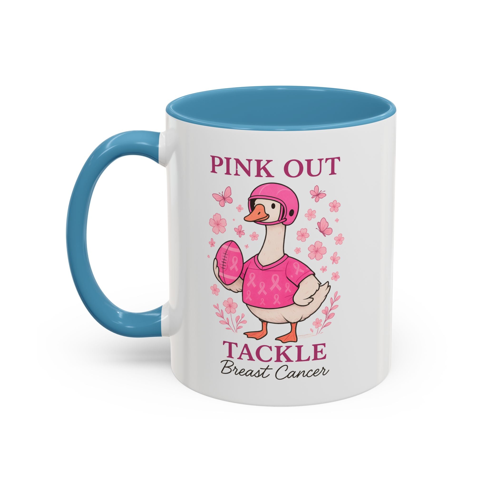 Breast Cancer Awareness Coffee Mug, Pink Out Tackle Duck Design, Supportive Gift for Fighters & Survivors, Cheerful Office Decor, [...]