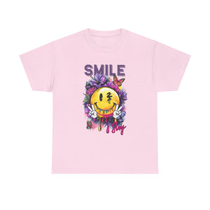 Smile Floral Graphic Tee unisex cotton tee gothic