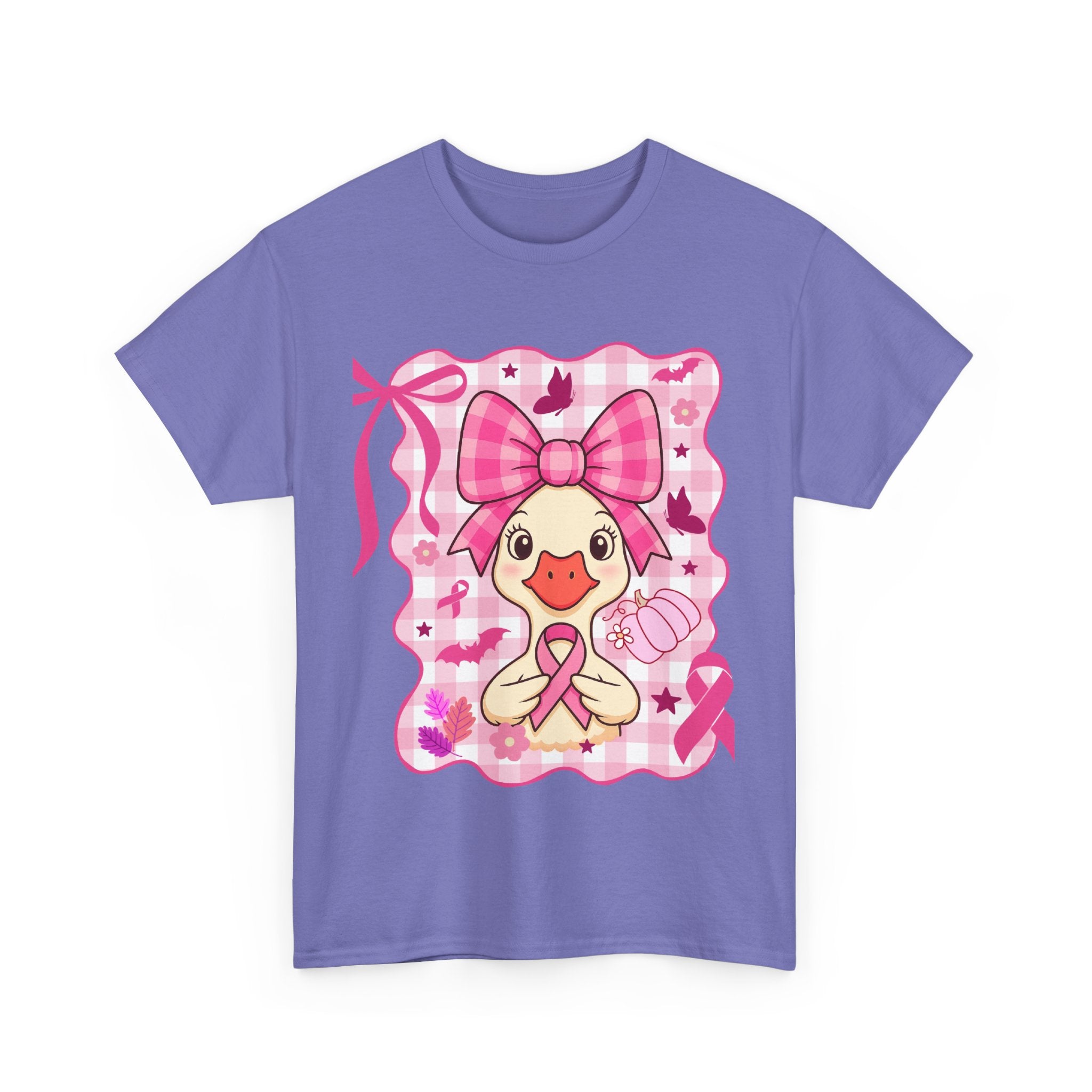Cute Pink Ribbon Duck Tee, Breast Cancer Awareness Shirt, Funny Unisex Cotton T-Shirt, Gift for Her, Cute Animal Apparel