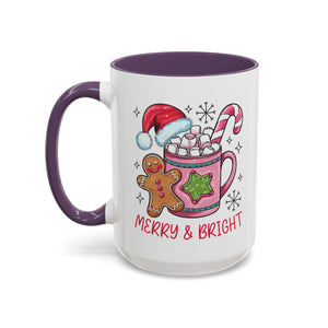 Festive Gingerbread Coffee Mug, Christmas Gift, Holiday Coffee Cup, Merry & Bright Mug, Winter Mug, Hot Chocolate Holder