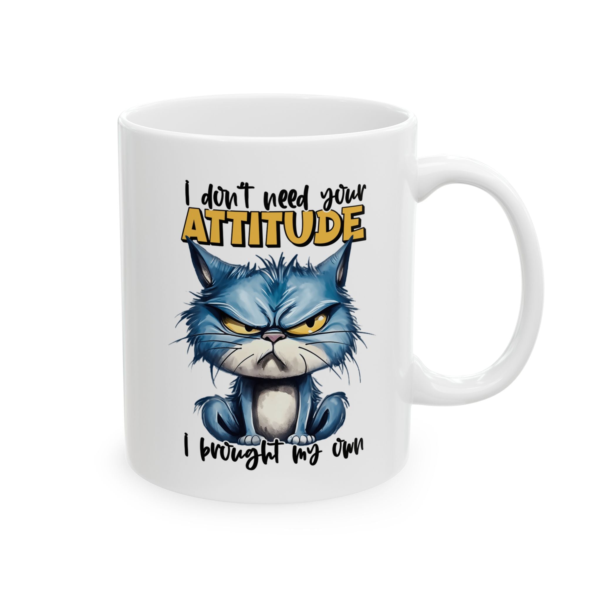 funny cat attitude coffee Mug: "Love Your Attitude"  Coffee Cup, Cat Lover Gift, Pet Owner Mug, Unique  Drinkware, Gift for Pet Lovers