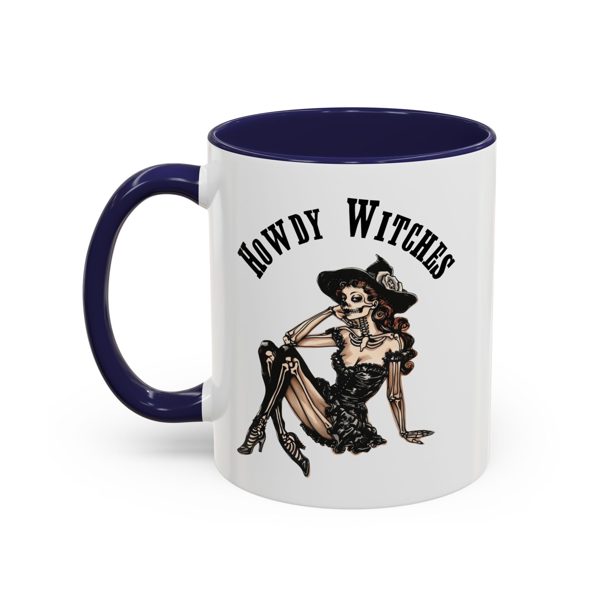 Howdy Witches Coffee Mug - Spooky Halloween Mug, Gift for Witches, Witchy Decor, Gothic Coffee Cup, Skeleton Design