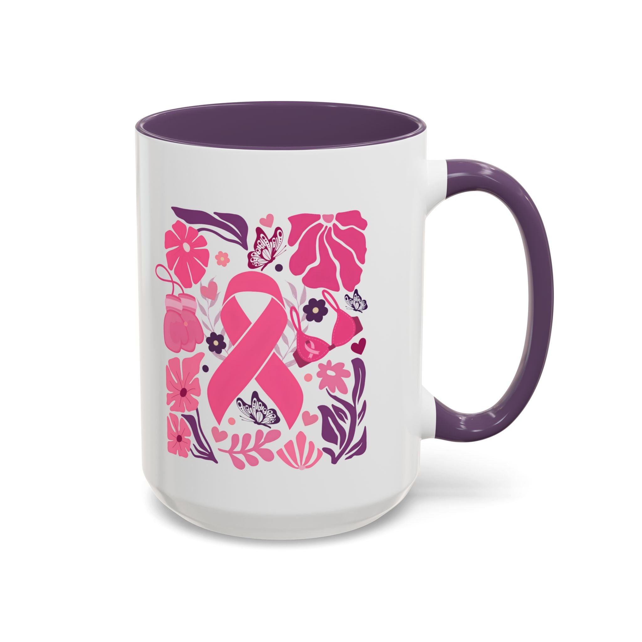 Pink Floral Awareness Coffee Mug, Breast Cancer Awareness Mug, Gift for Her, Supportive Drinkware, Motivational Mug