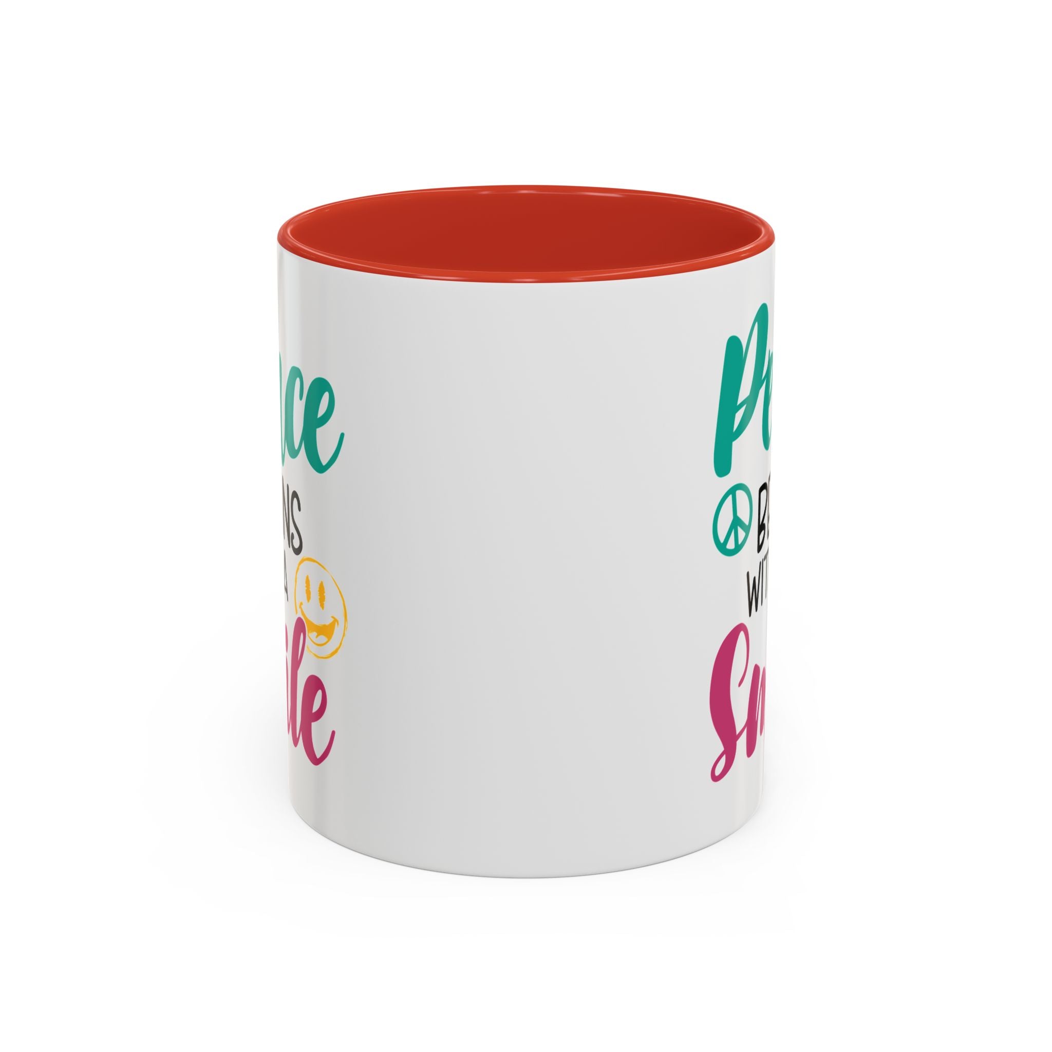 Inspirational Peace Coffee Mug - "Peace Begins with a Smile" - 11oz & 15oz