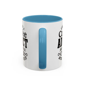 Coffee Addict Mug, Funny Coffee Lover Gift, Black Accent Mug, Warm Beverage Cup, Office Humor Drinkware