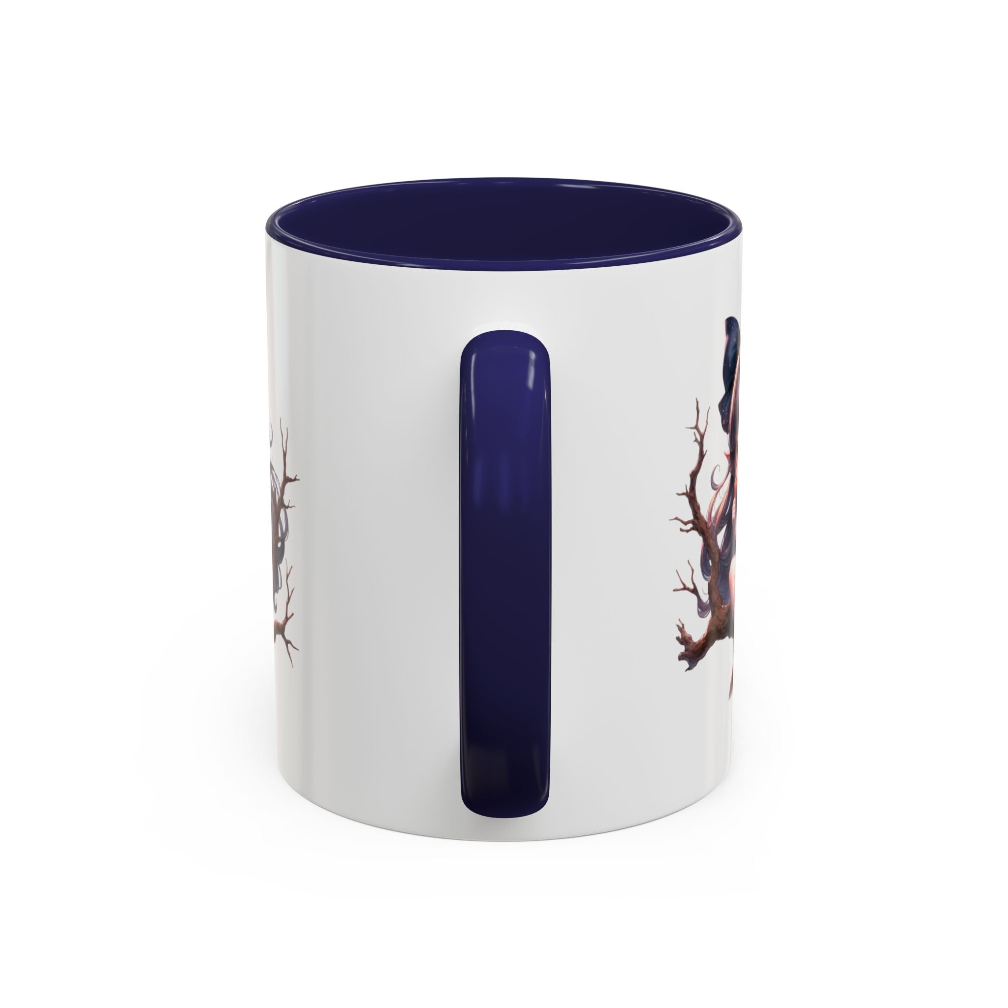 gothic vampire girl in tree horror art Accent Coffee Mug (11, 15oz) png16