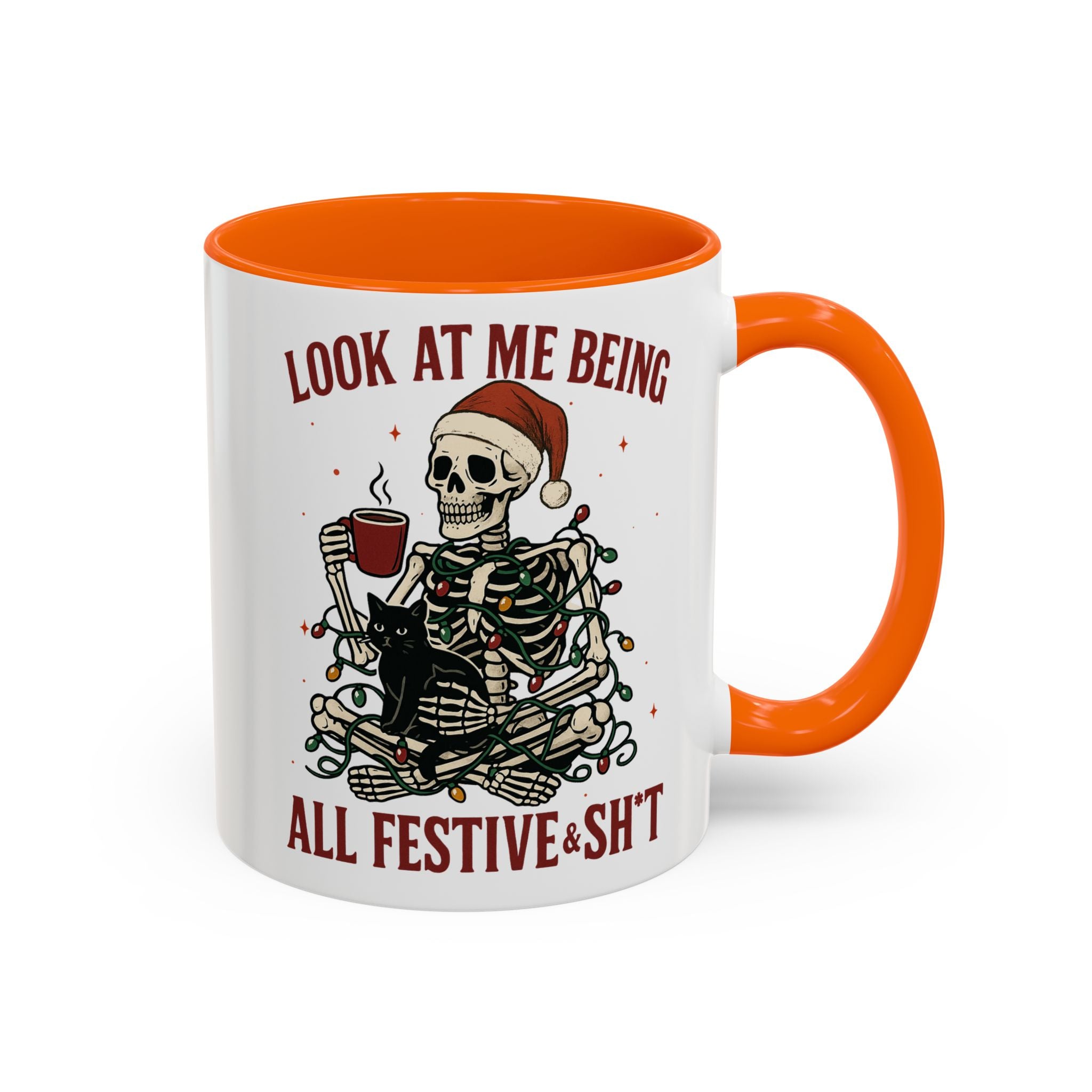 Festive Skeleton Christmas cheer winter Coffee Mug funny adult humor cup