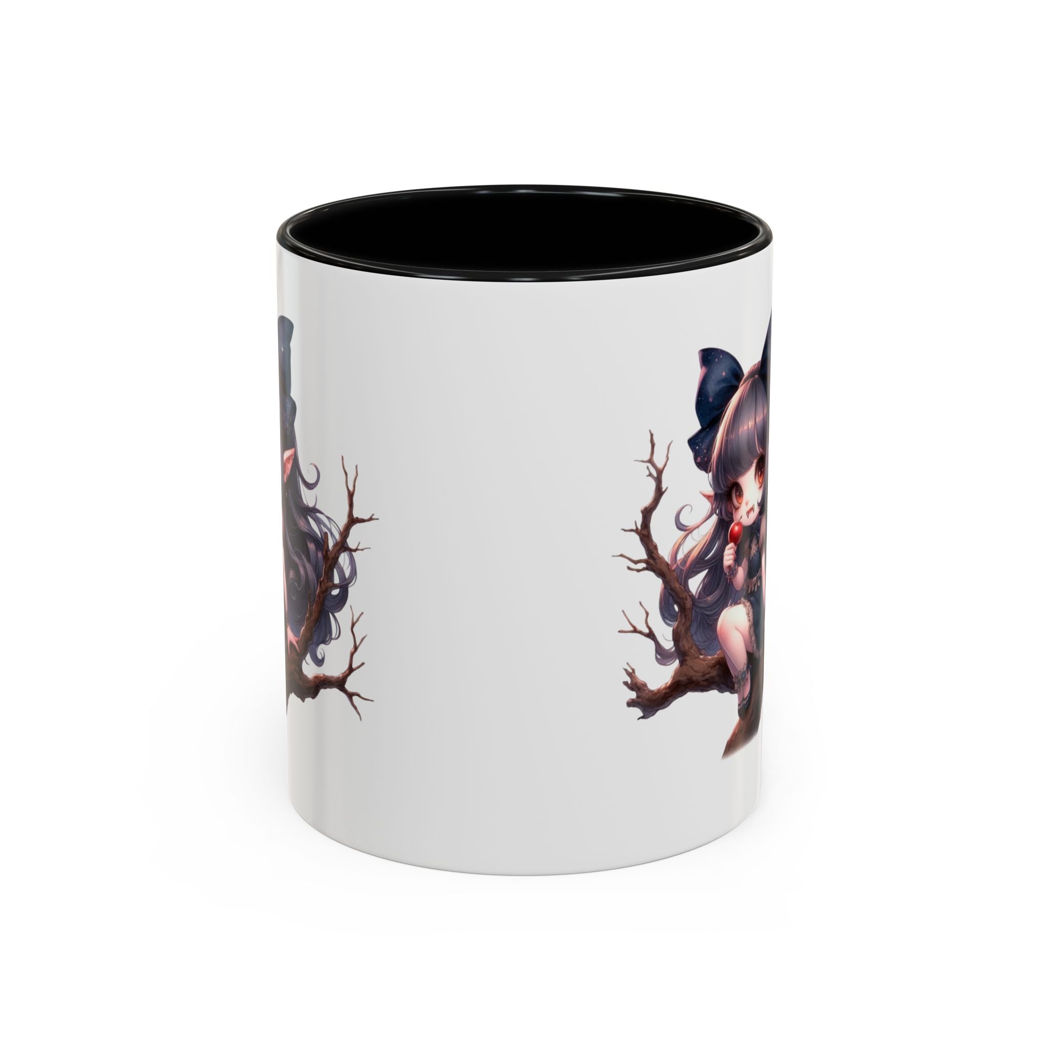 gothic vampire girl in tree horror art Accent Coffee Mug (11, 15oz) png16