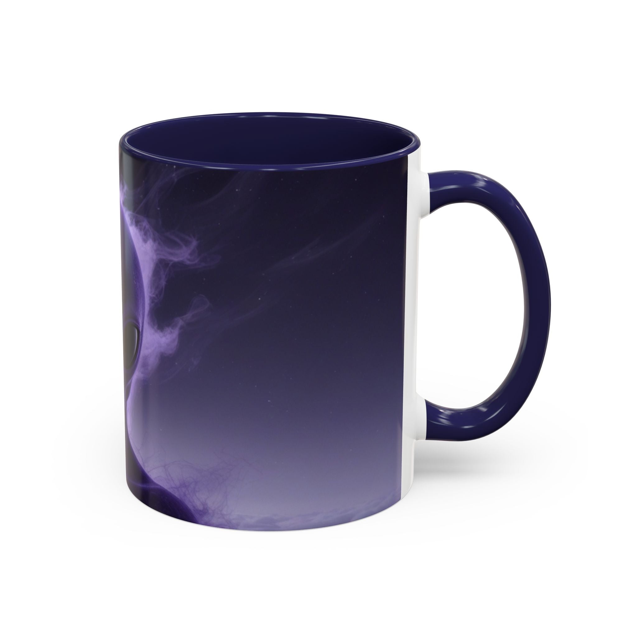 Alien Portrait Accent Coffee Mug — Purple Cosmic Extraterrestrial Art (11/15oz)